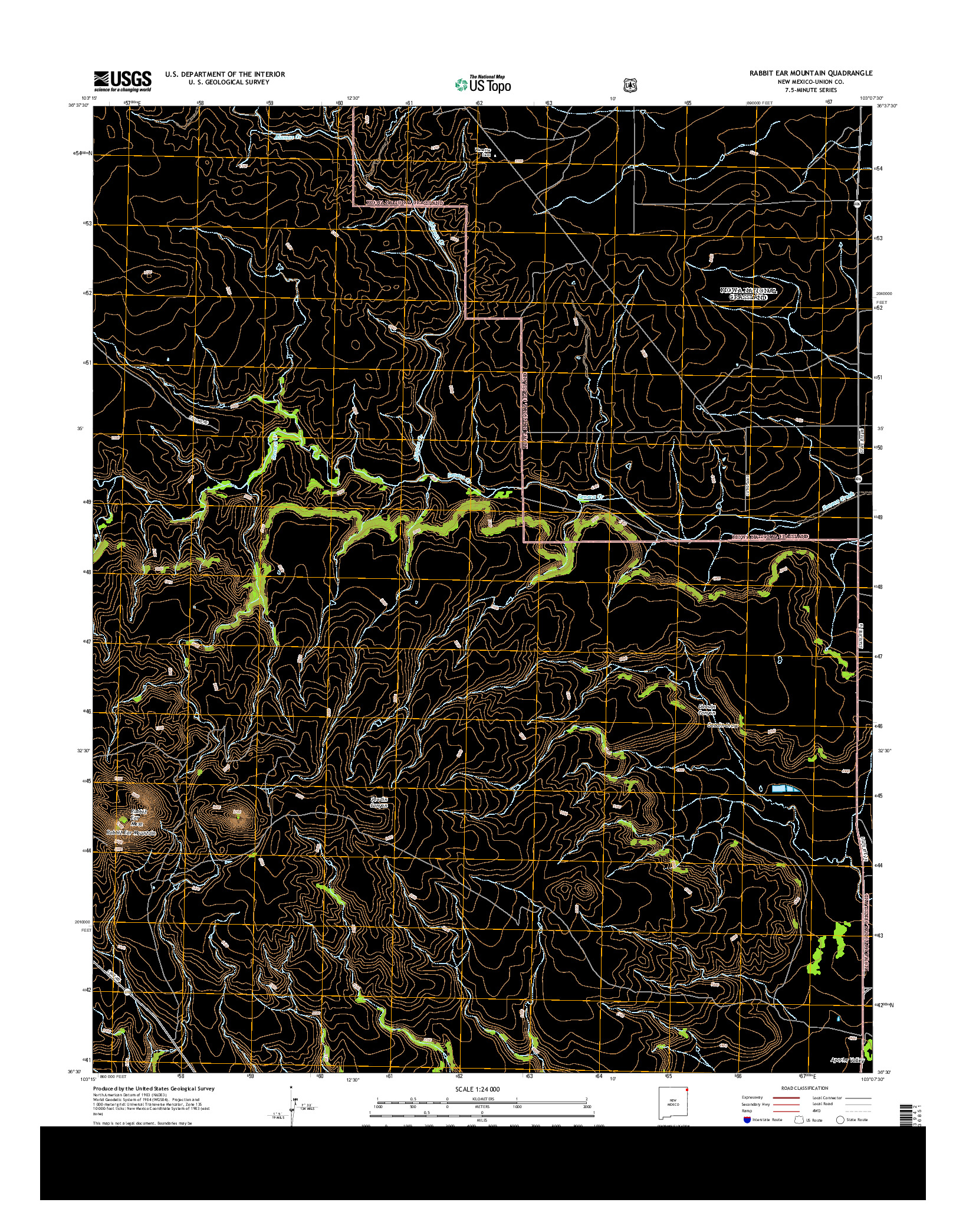 USGS US TOPO 7.5-MINUTE MAP FOR RABBIT EAR MOUNTAIN, NM 2013