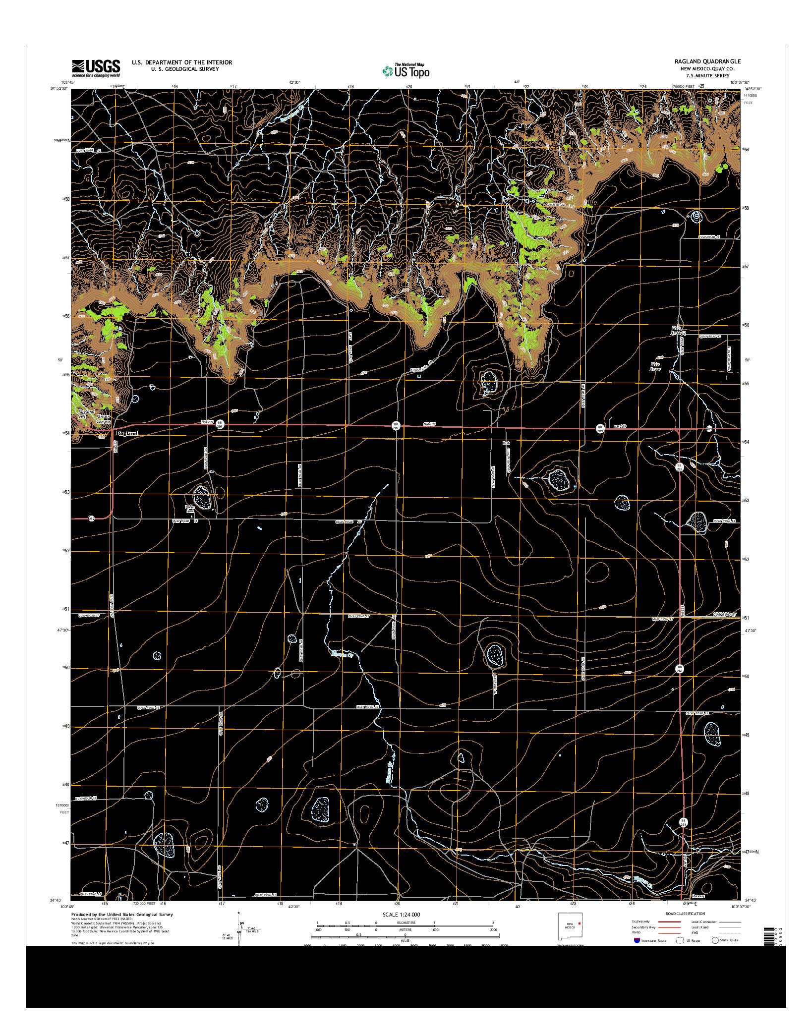 USGS US TOPO 7.5-MINUTE MAP FOR RAGLAND, NM 2013