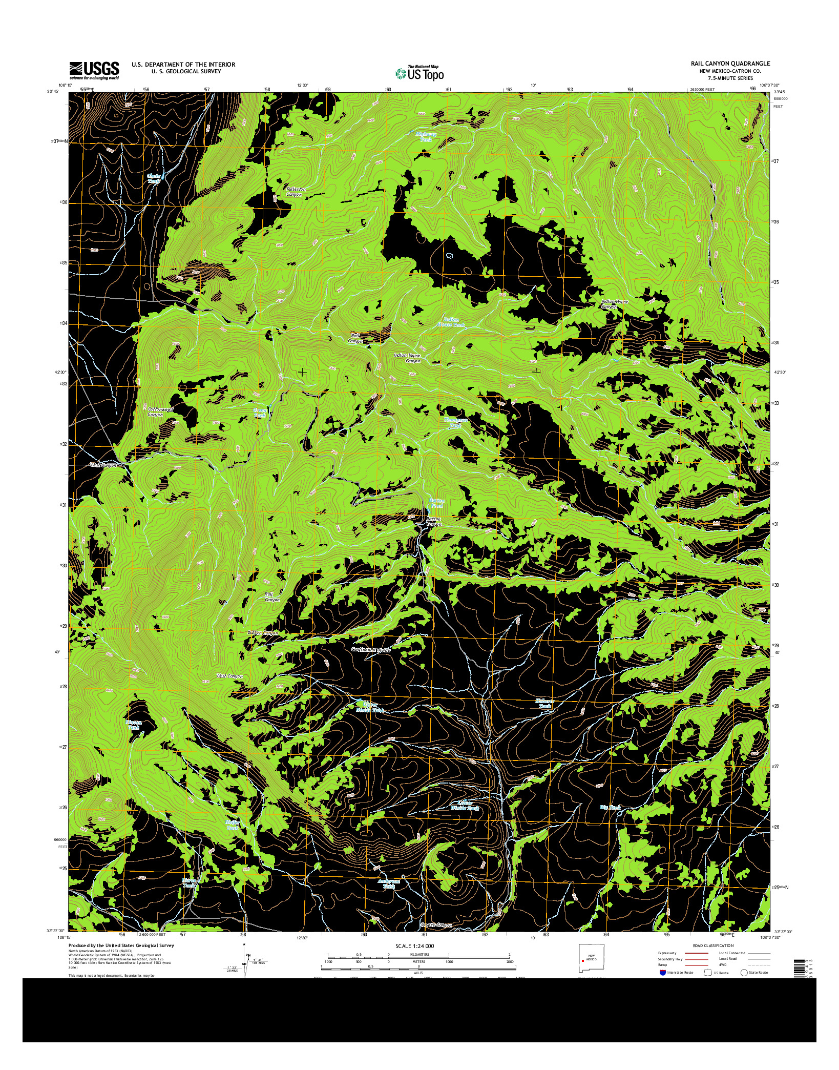 USGS US TOPO 7.5-MINUTE MAP FOR RAIL CANYON, NM 2013