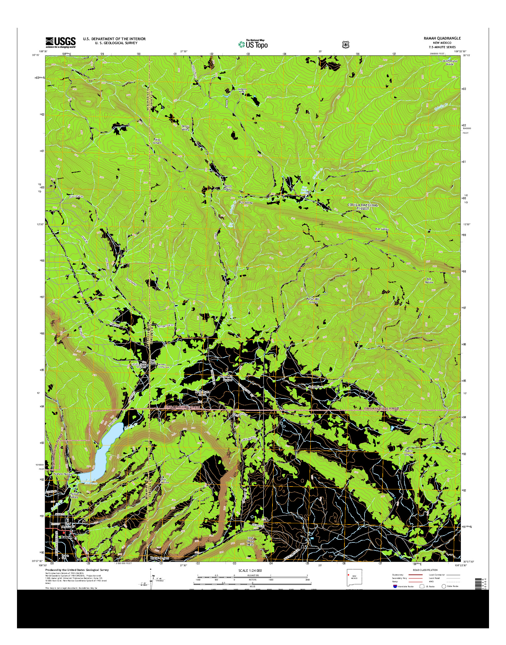 USGS US TOPO 7.5-MINUTE MAP FOR RAMAH, NM 2013