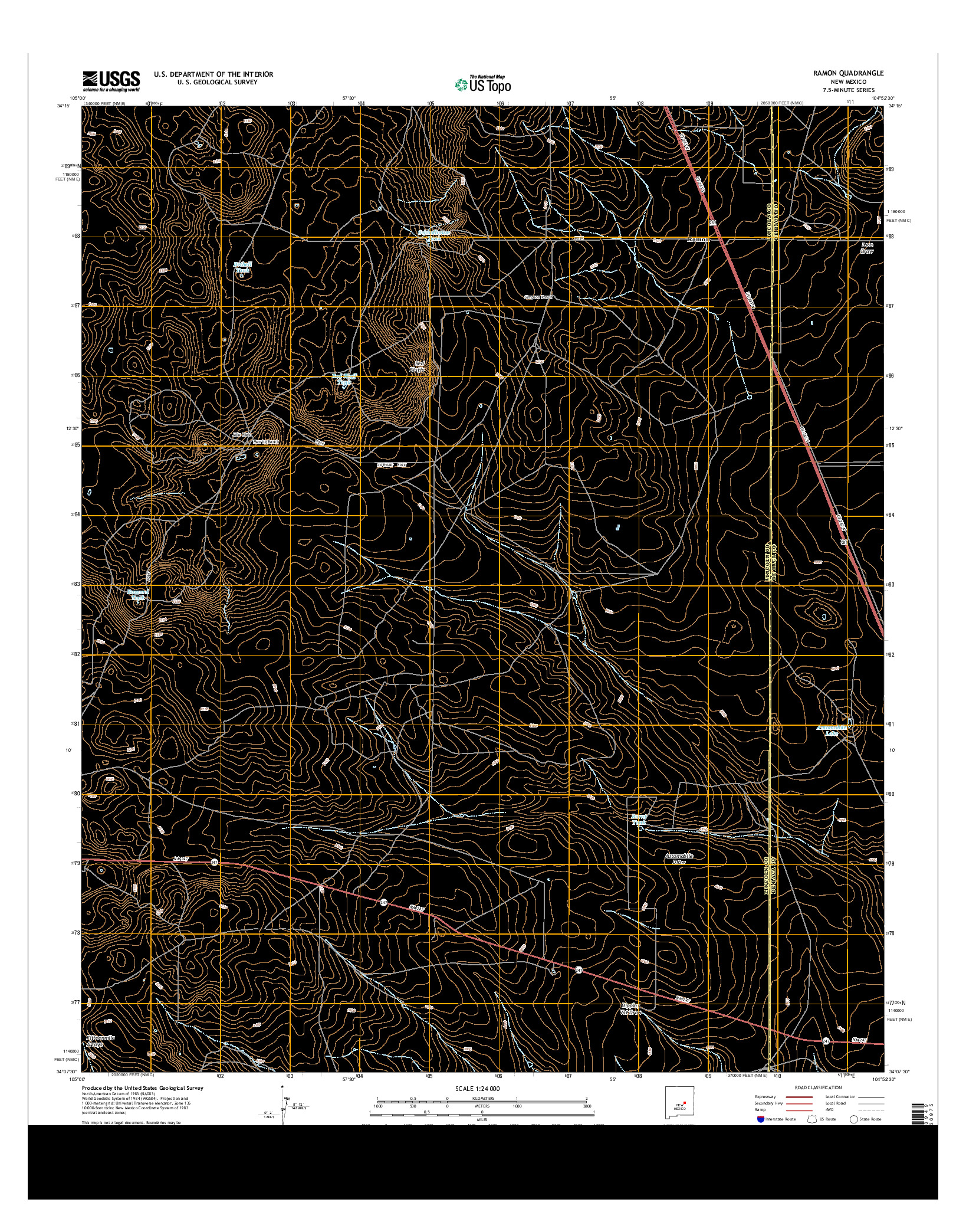 USGS US TOPO 7.5-MINUTE MAP FOR RAMON, NM 2013