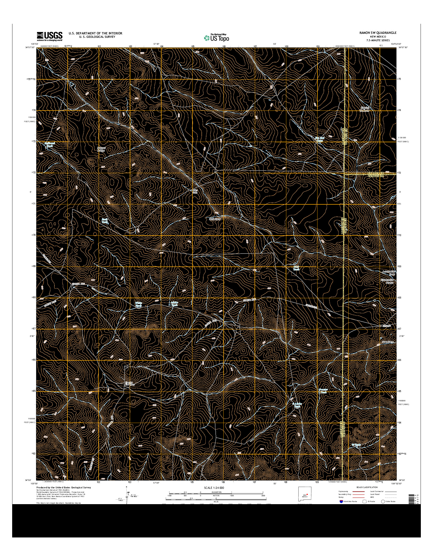 USGS US TOPO 7.5-MINUTE MAP FOR RAMON SW, NM 2013