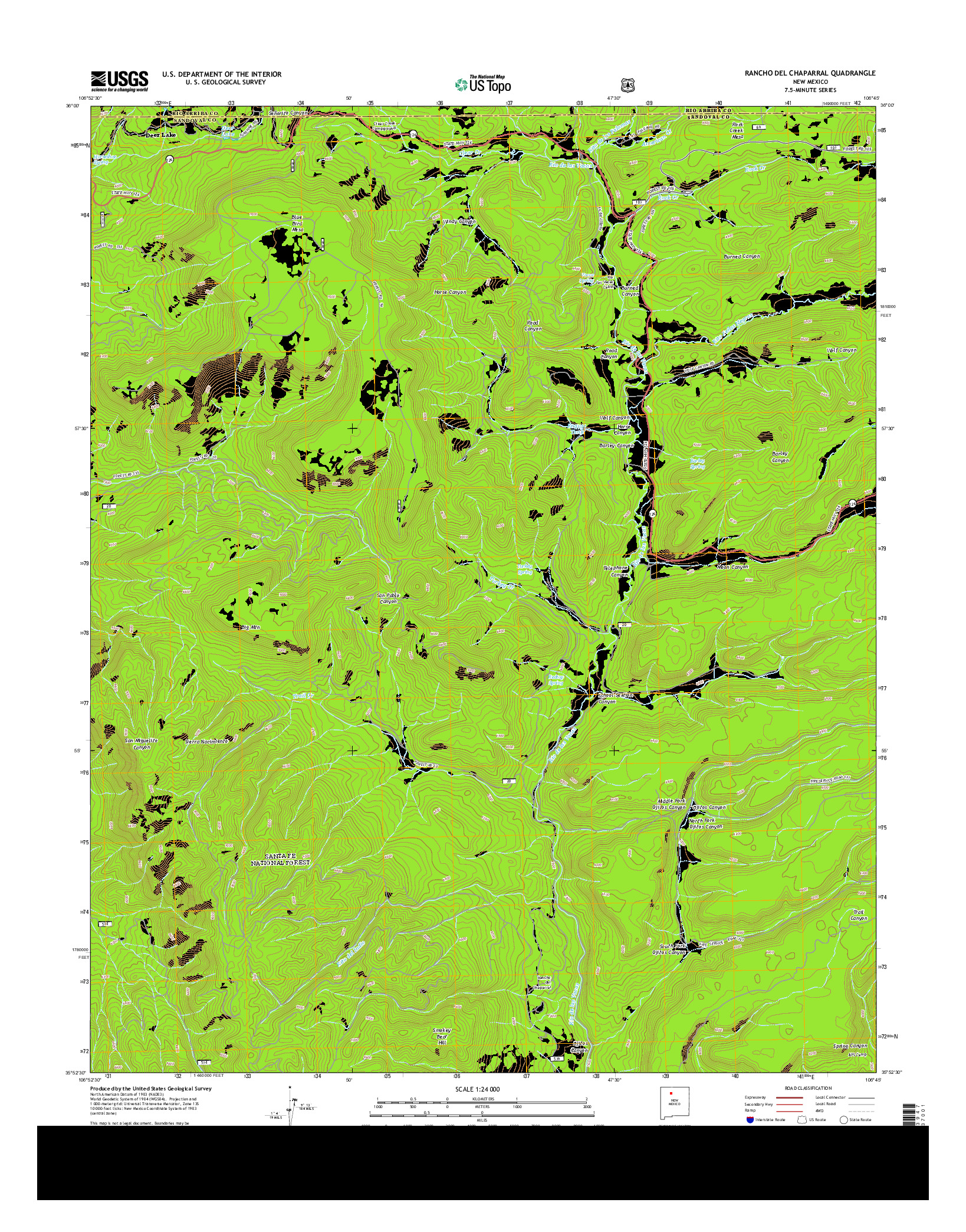 USGS US TOPO 7.5-MINUTE MAP FOR RANCHO DEL CHAPARRAL, NM 2013