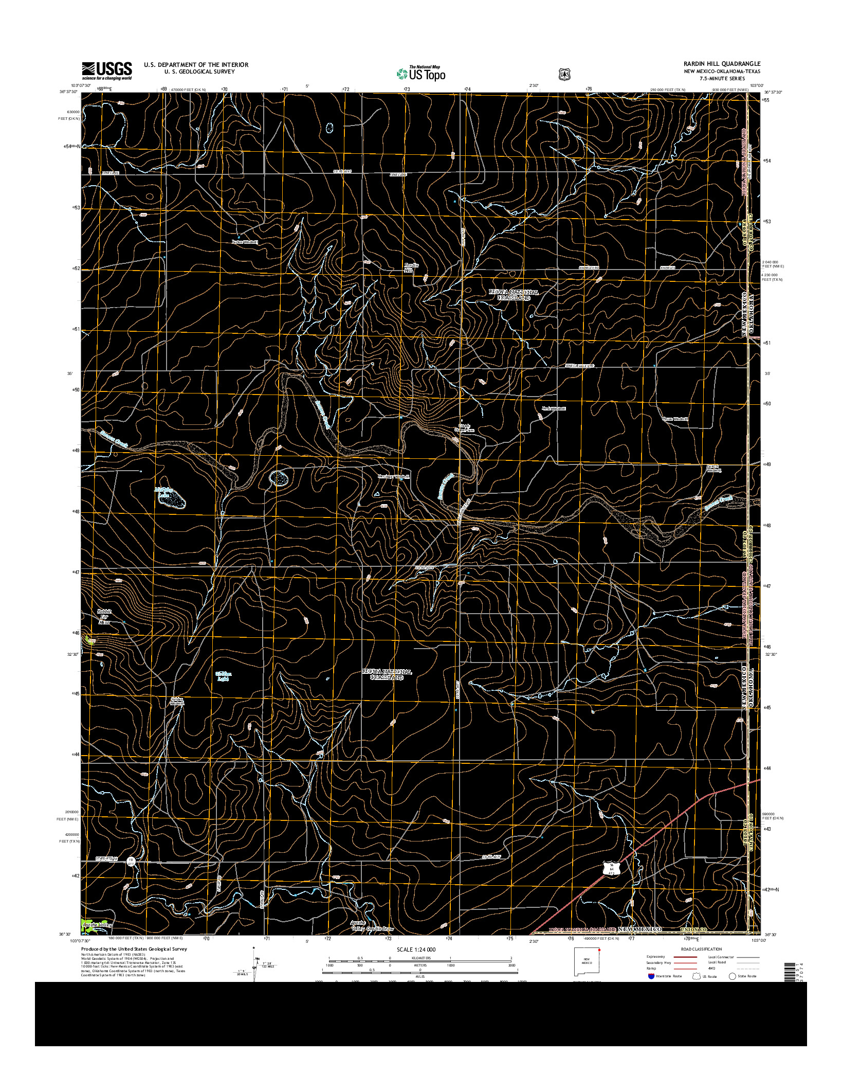 USGS US TOPO 7.5-MINUTE MAP FOR RARDIN HILL, NM-OK-TX 2013