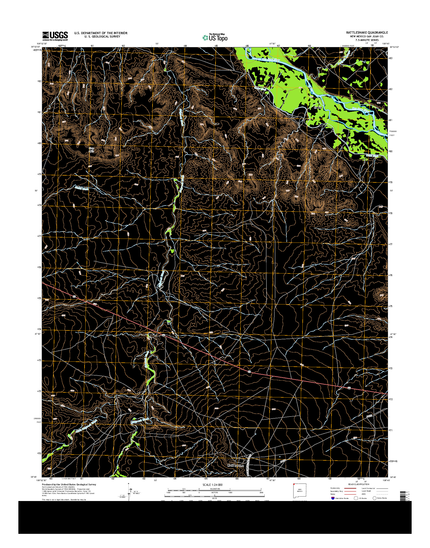 USGS US TOPO 7.5-MINUTE MAP FOR RATTLESNAKE, NM 2013