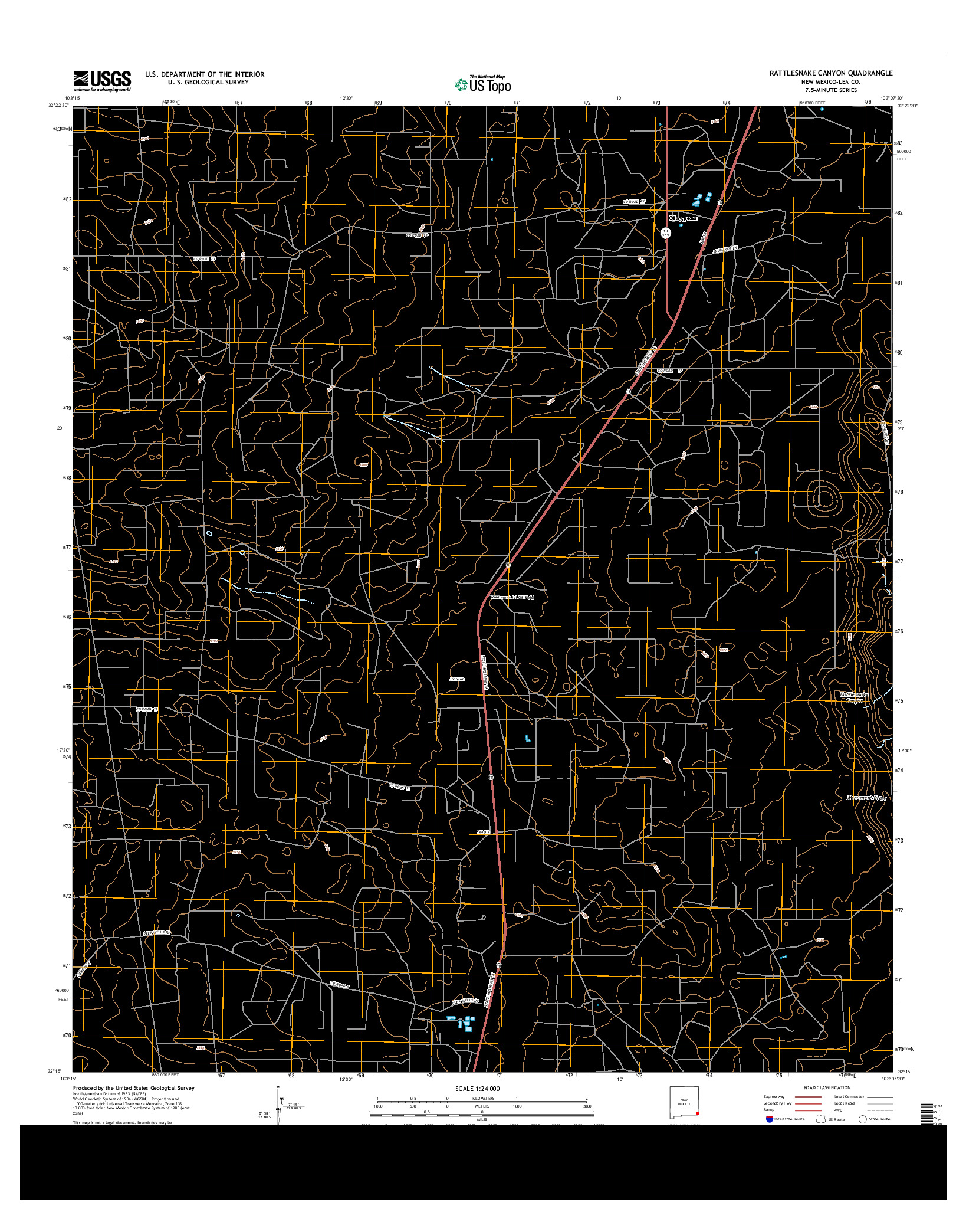 USGS US TOPO 7.5-MINUTE MAP FOR RATTLESNAKE CANYON, NM 2013