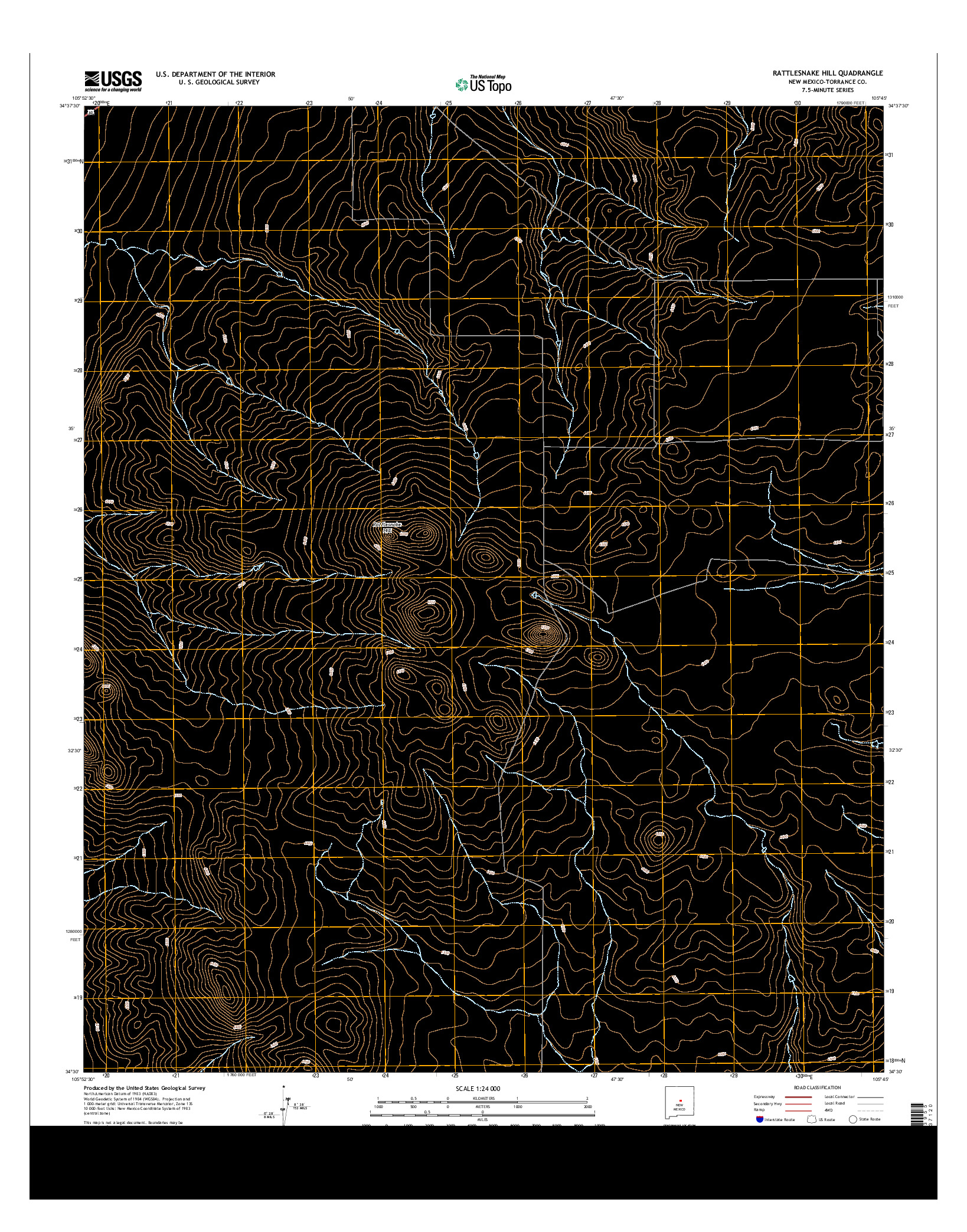 USGS US TOPO 7.5-MINUTE MAP FOR RATTLESNAKE HILL, NM 2013