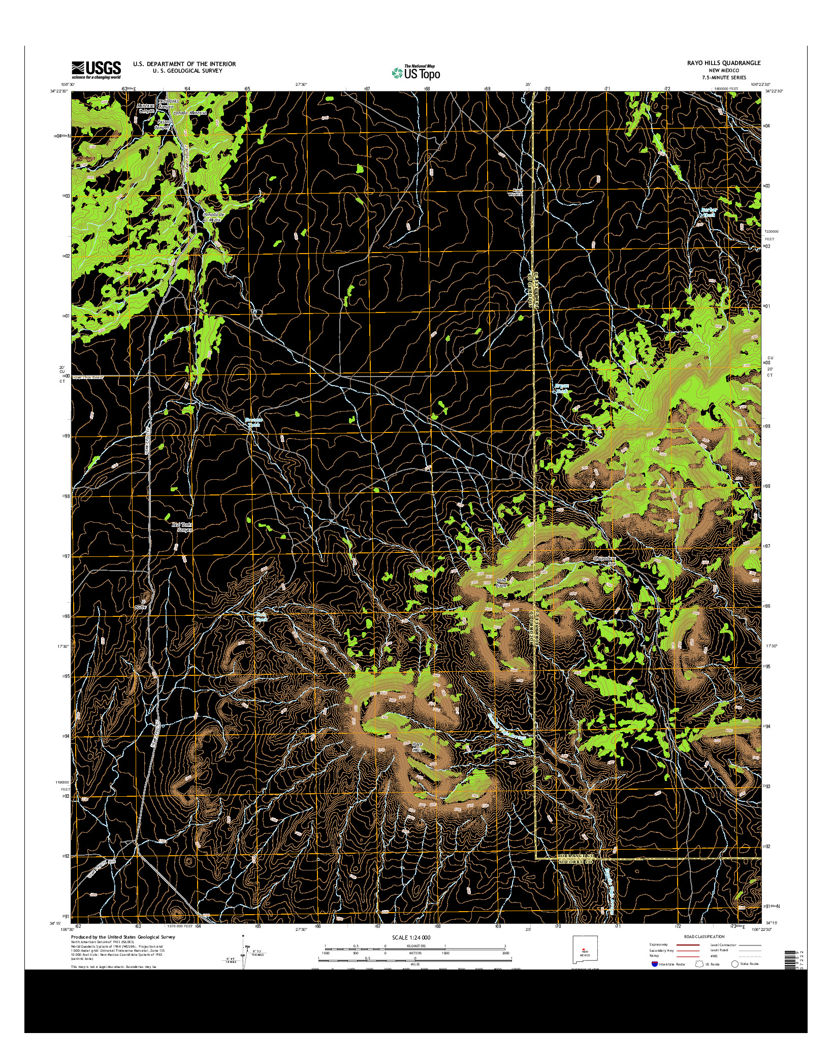 USGS US TOPO 7.5-MINUTE MAP FOR RAYO HILLS, NM 2013