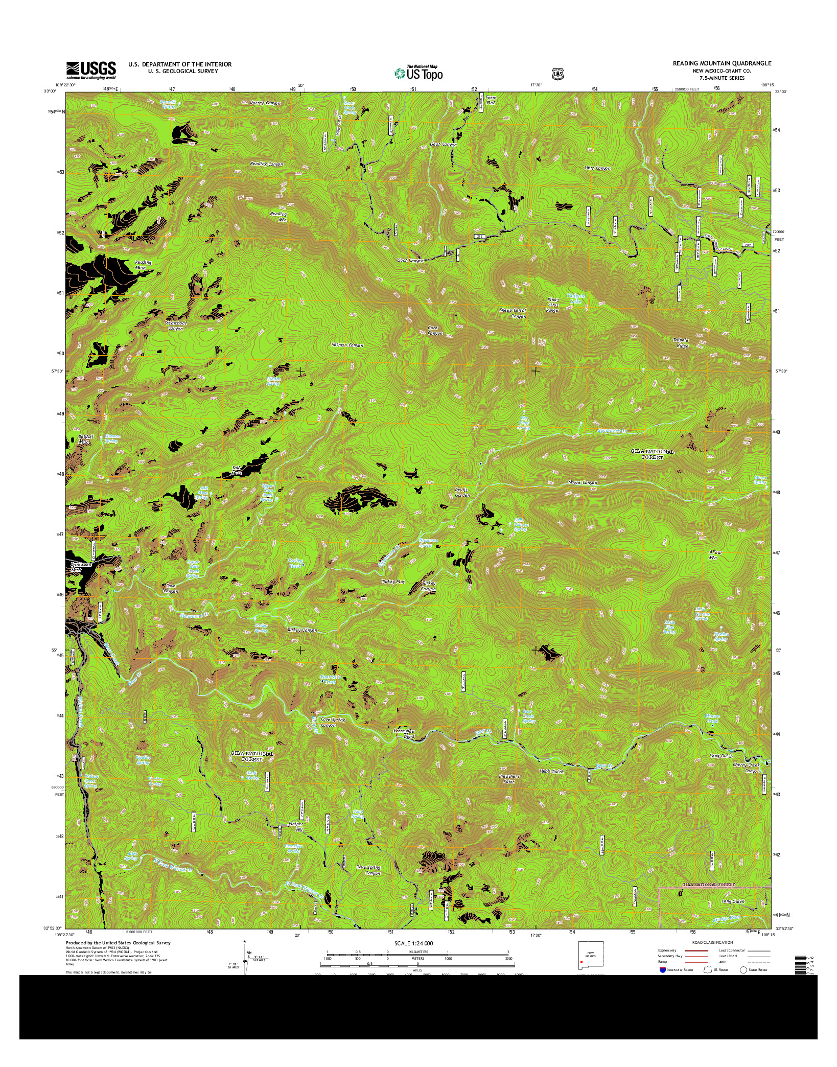 USGS US TOPO 7.5-MINUTE MAP FOR READING MOUNTAIN, NM 2013