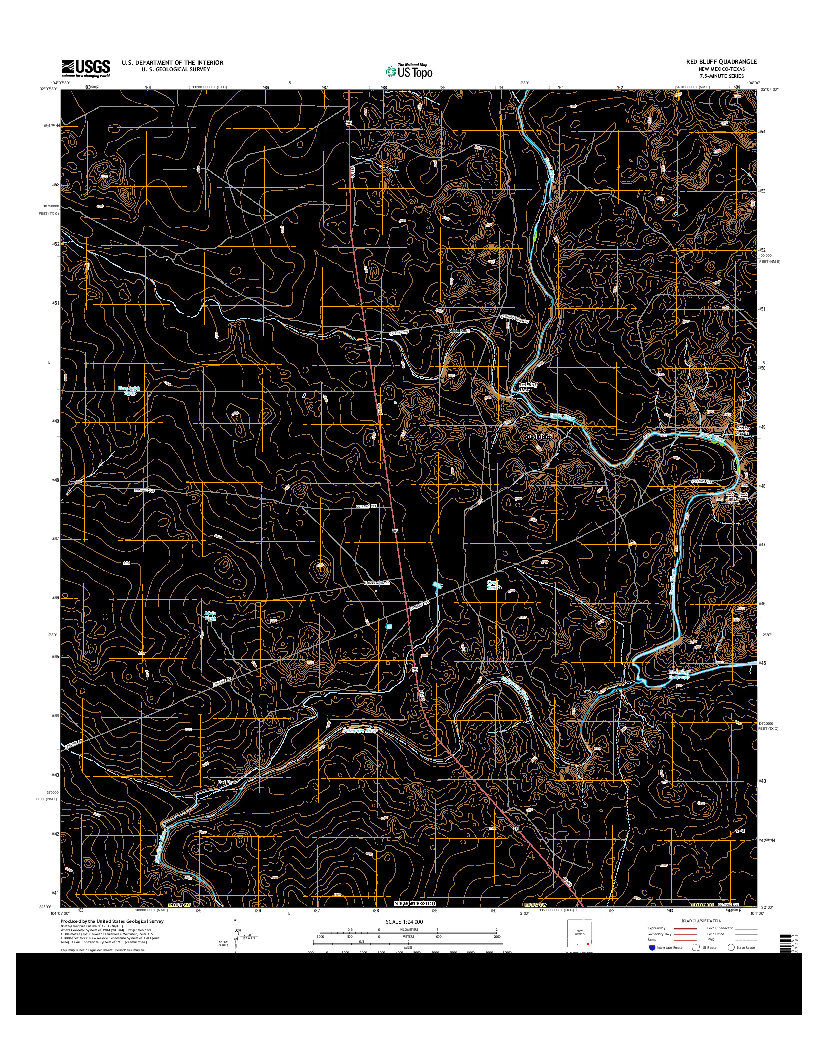 USGS US TOPO 7.5-MINUTE MAP FOR RED BLUFF, NM-TX 2013