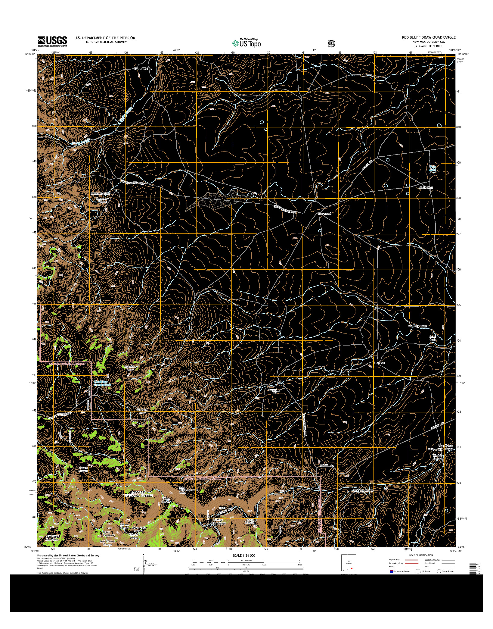 USGS US TOPO 7.5-MINUTE MAP FOR RED BLUFF DRAW, NM 2013