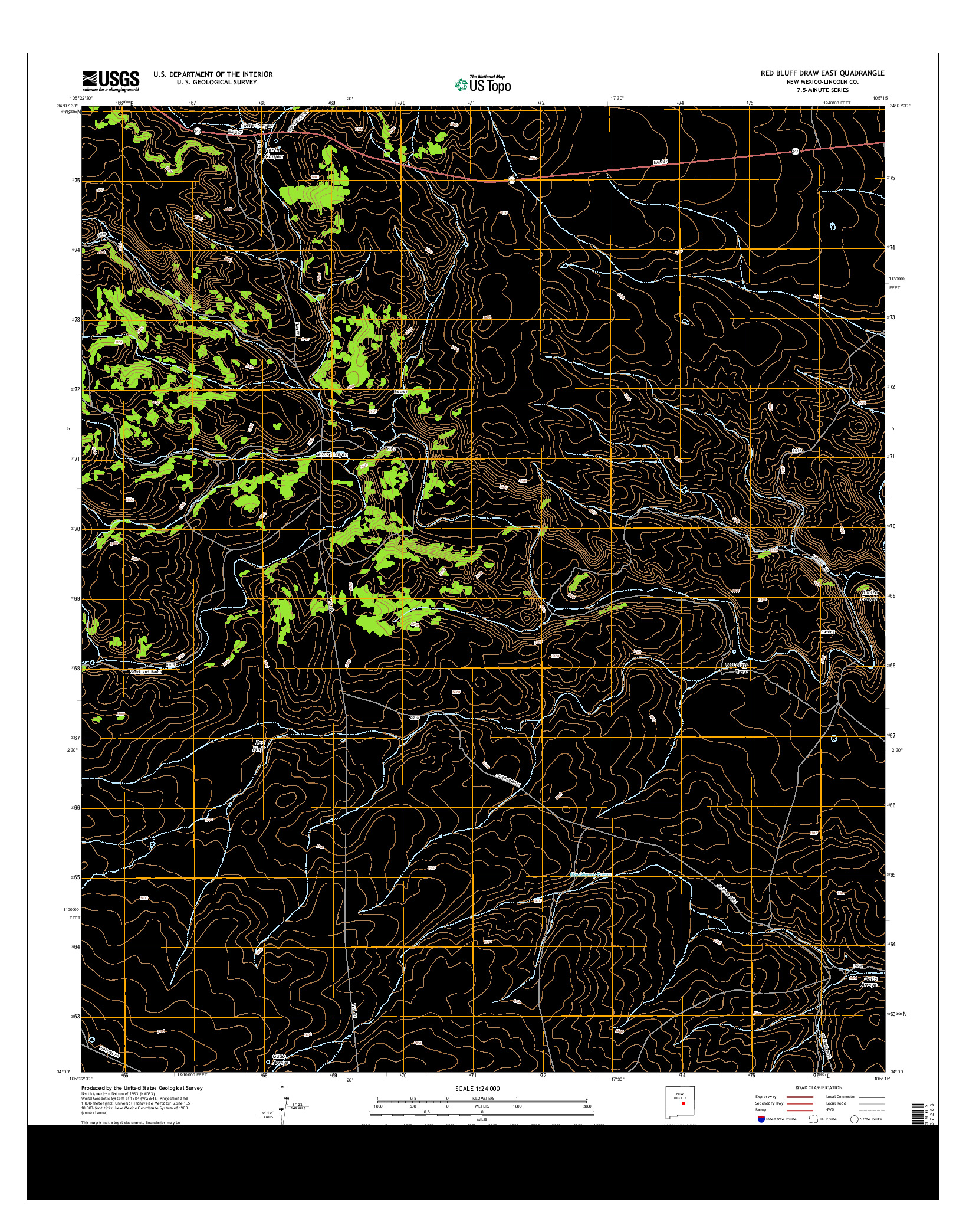 USGS US TOPO 7.5-MINUTE MAP FOR RED BLUFF DRAW EAST, NM 2013