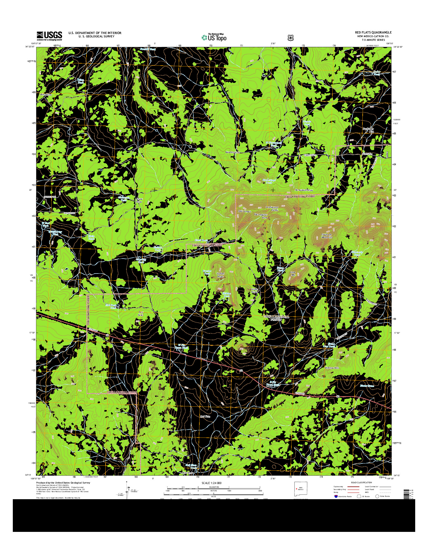 USGS US TOPO 7.5-MINUTE MAP FOR RED FLATS, NM 2013