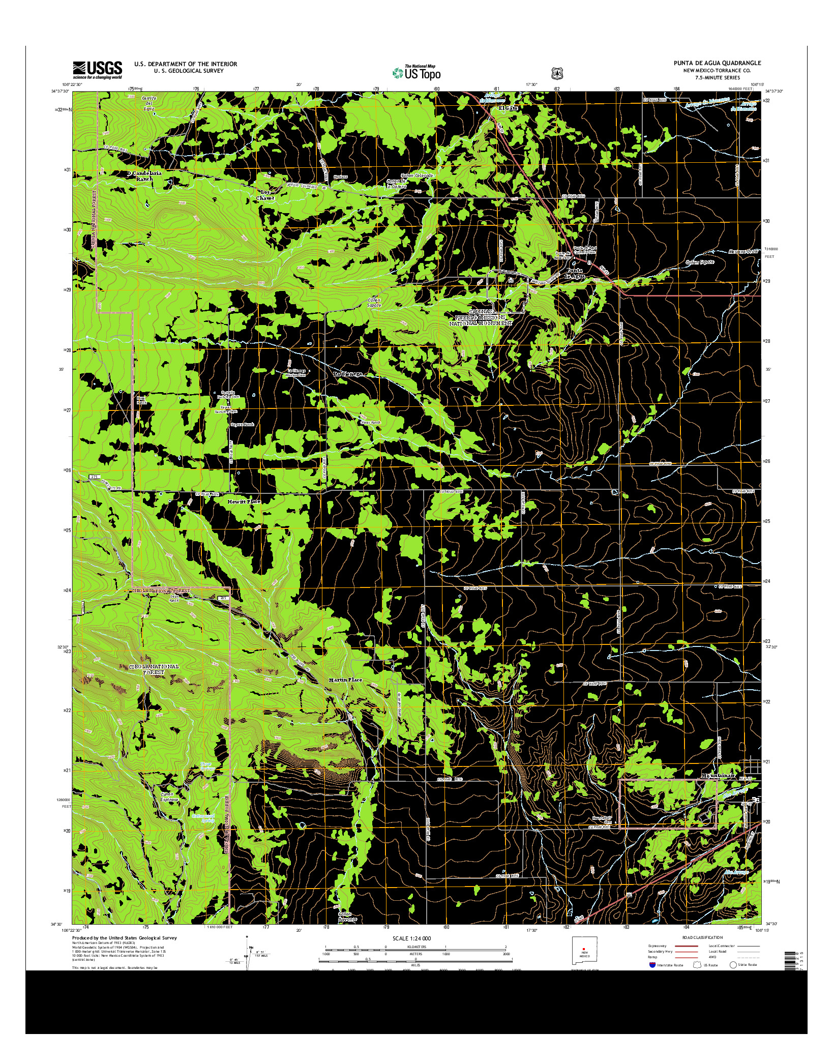 USGS US TOPO 7.5-MINUTE MAP FOR PUNTA DE AGUA, NM 2013