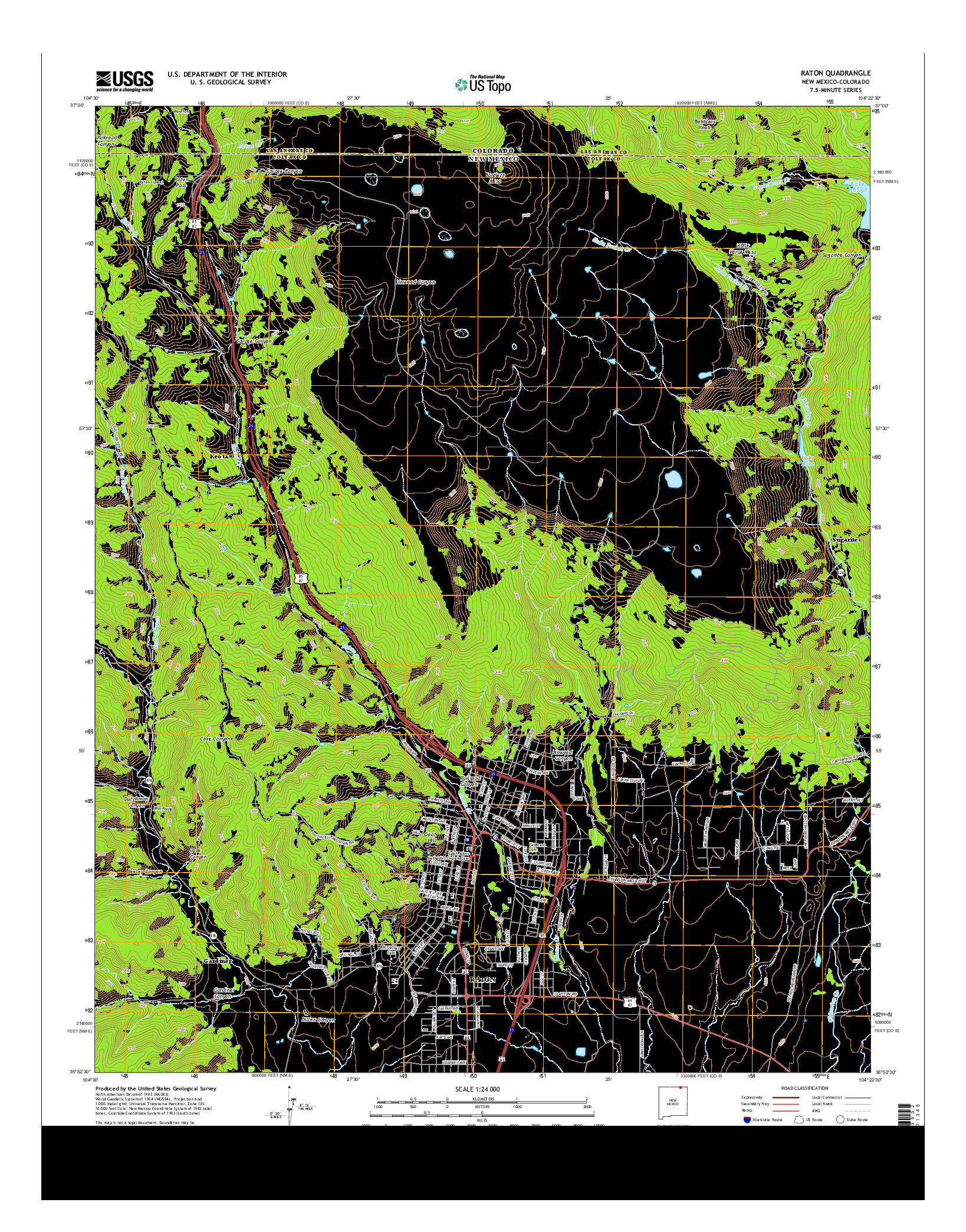 USGS US TOPO 7.5-MINUTE MAP FOR RATON, NM-CO 2013