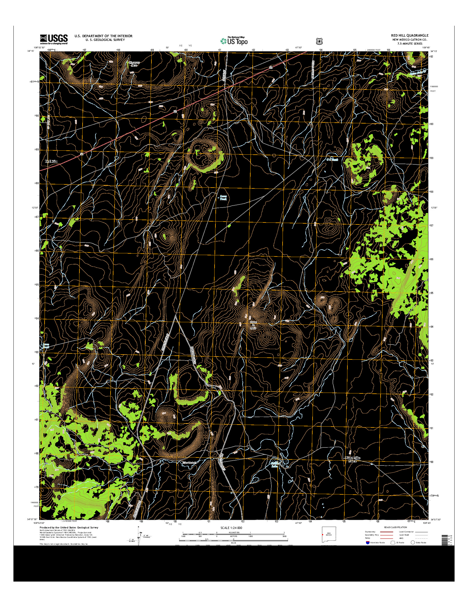 USGS US TOPO 7.5-MINUTE MAP FOR RED HILL, NM 2013