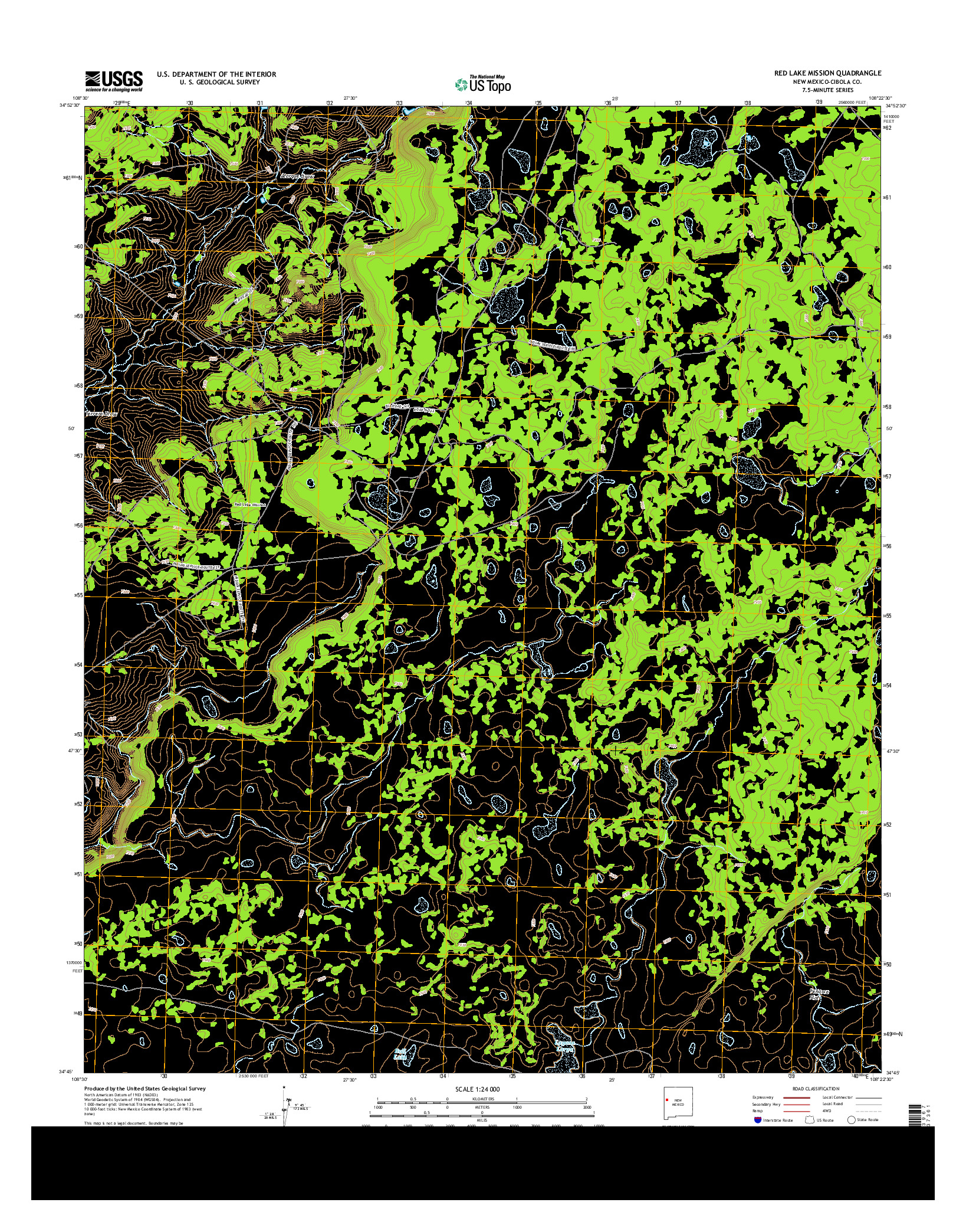 USGS US TOPO 7.5-MINUTE MAP FOR RED LAKE MISSION, NM 2013