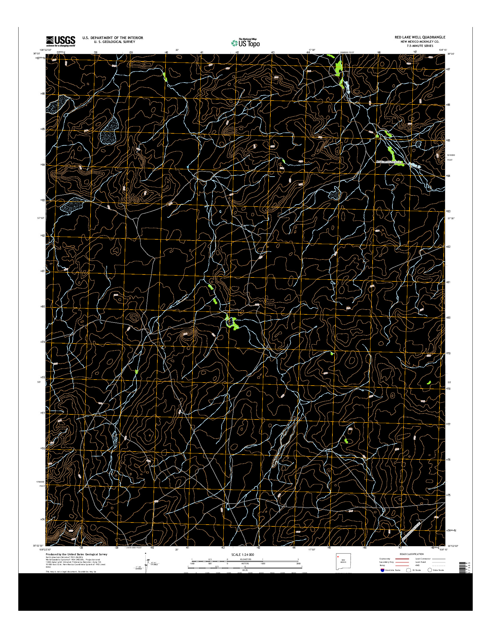 USGS US TOPO 7.5-MINUTE MAP FOR RED LAKE WELL, NM 2013