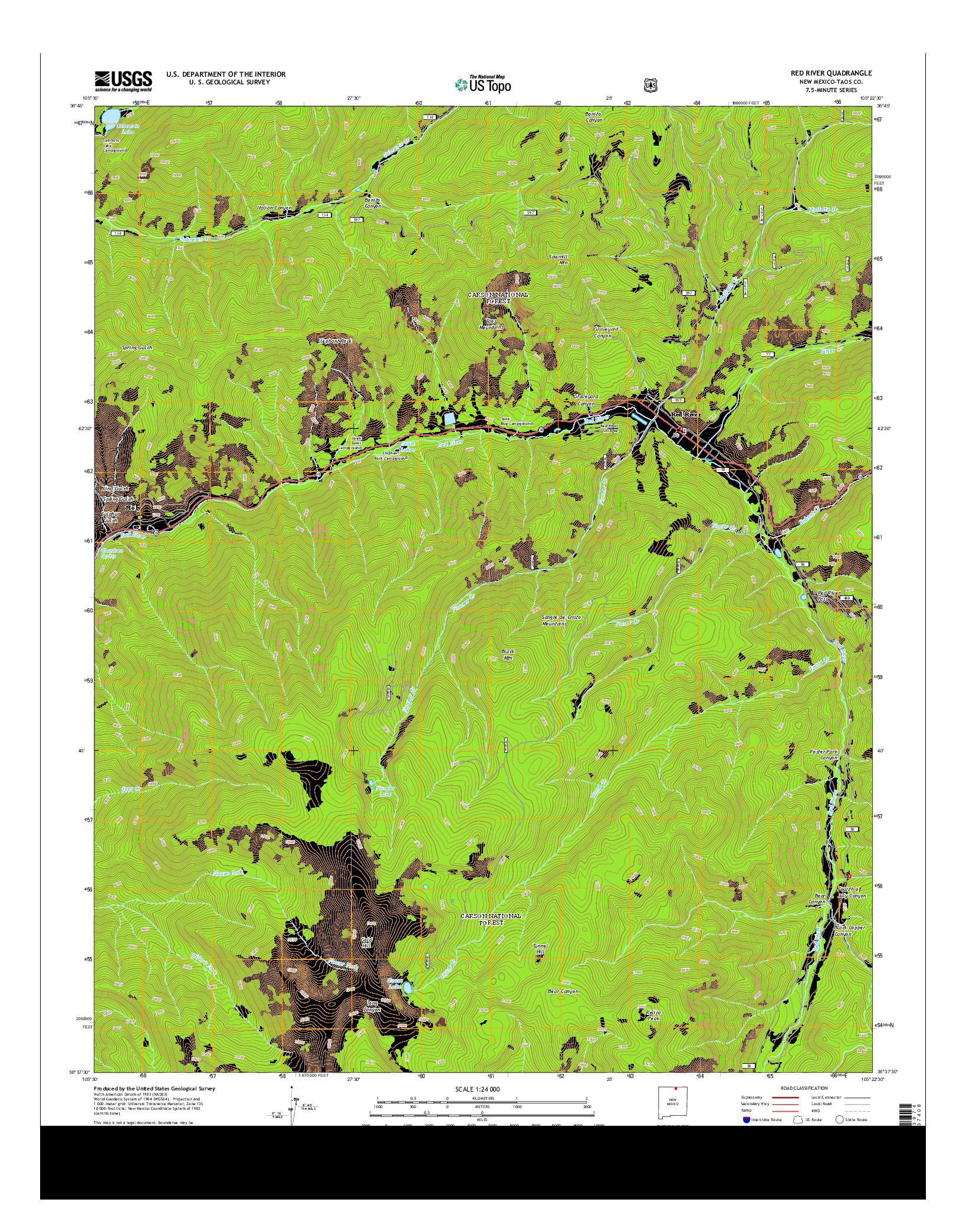 USGS US TOPO 7.5-MINUTE MAP FOR RED RIVER, NM 2013