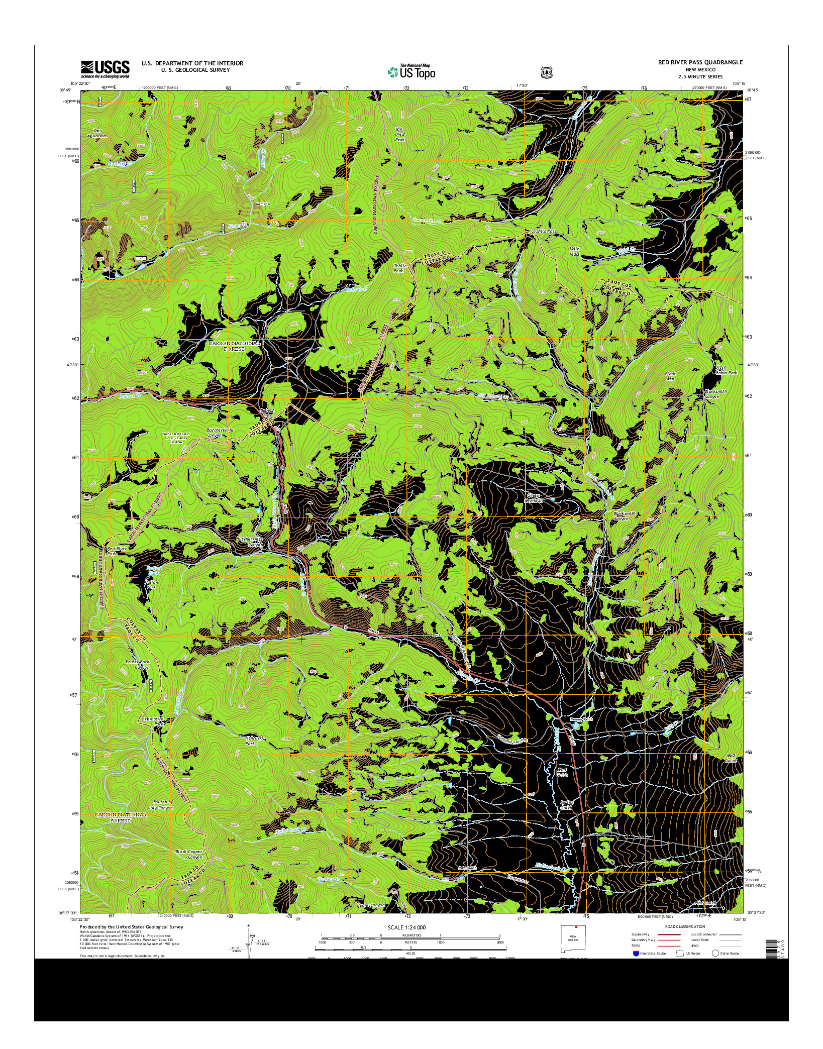 USGS US TOPO 7.5-MINUTE MAP FOR RED RIVER PASS, NM 2013