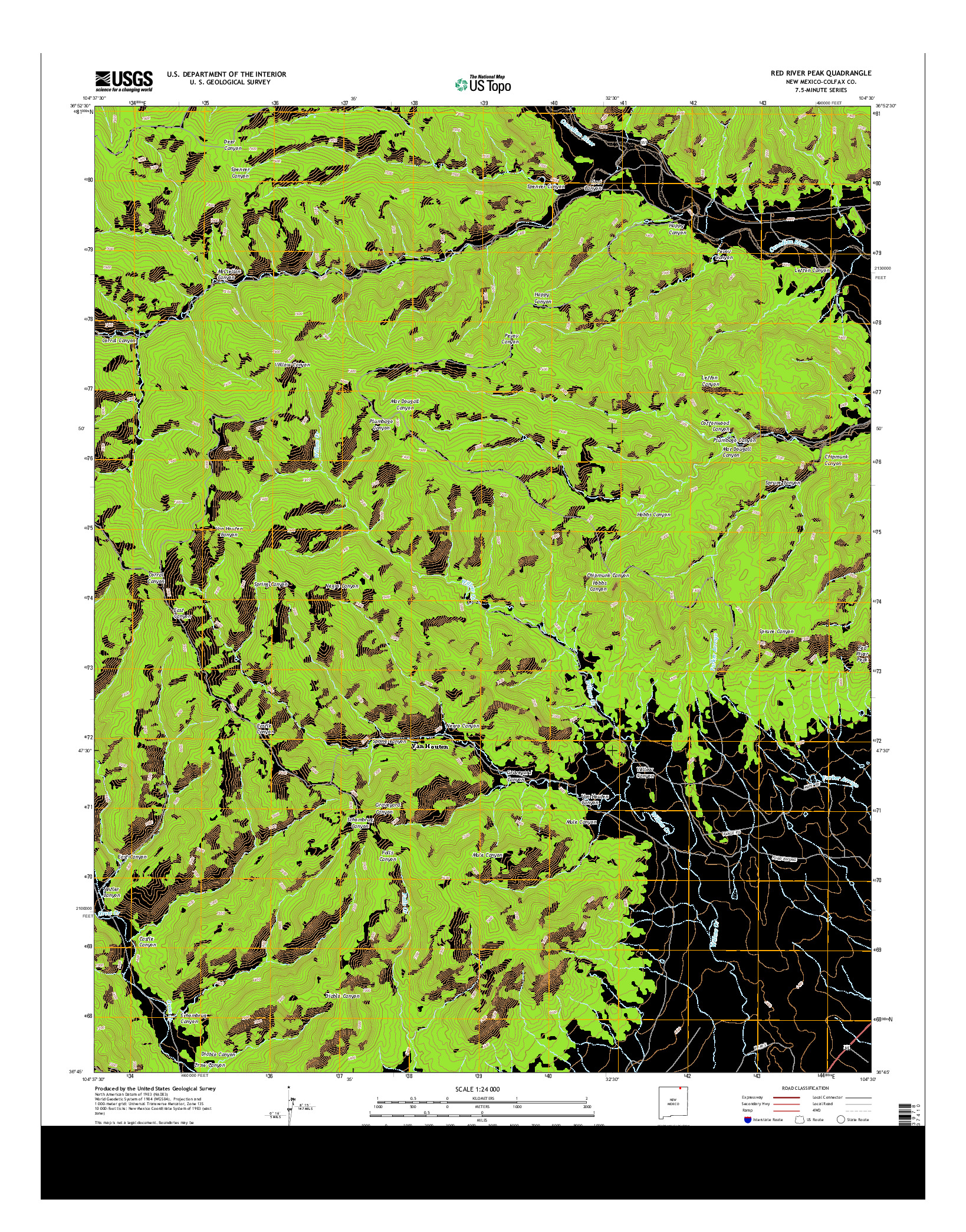 USGS US TOPO 7.5-MINUTE MAP FOR RED RIVER PEAK, NM 2013