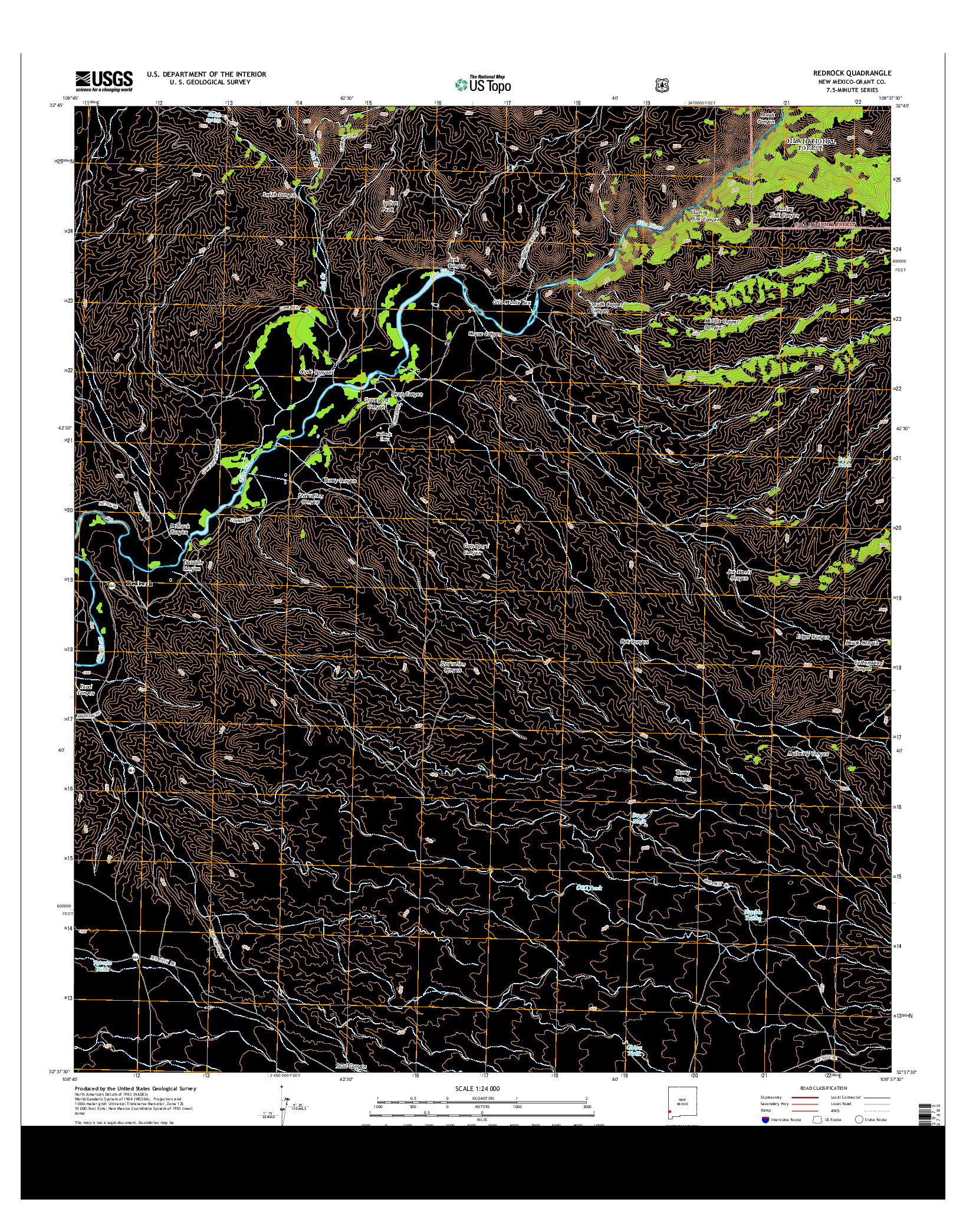 USGS US TOPO 7.5-MINUTE MAP FOR REDROCK, NM 2013