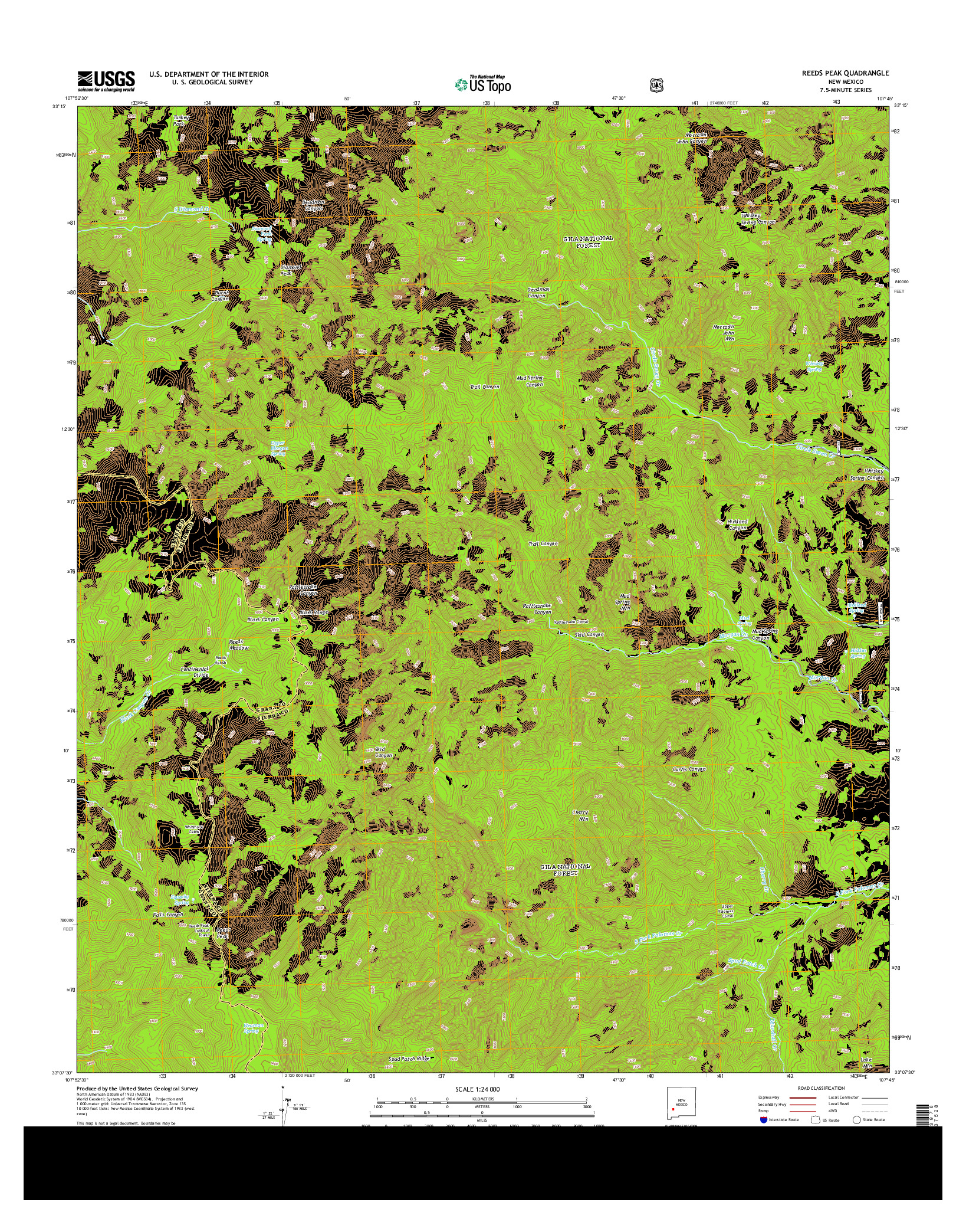 USGS US TOPO 7.5-MINUTE MAP FOR REEDS PEAK, NM 2013