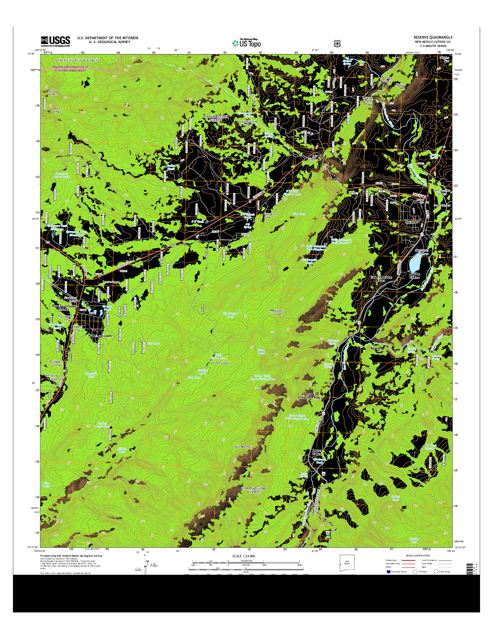 USGS US TOPO 7.5-MINUTE MAP FOR RESERVE, NM 2013