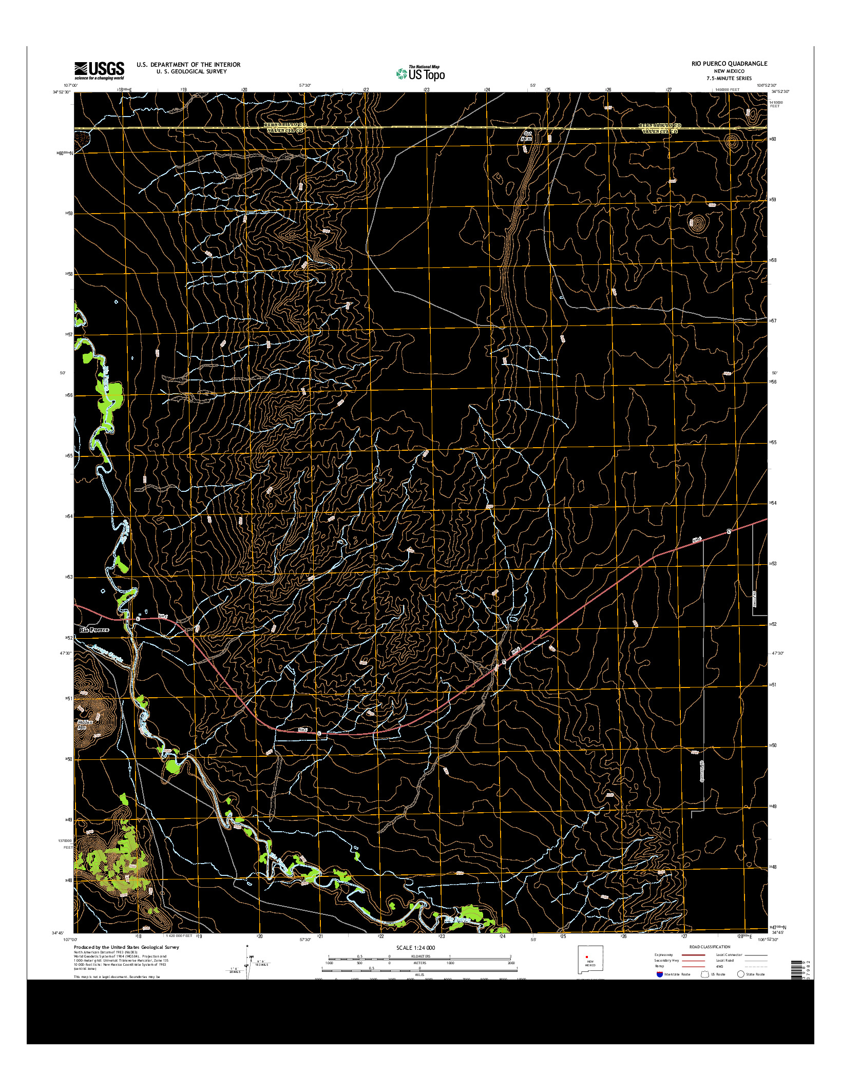 USGS US TOPO 7.5-MINUTE MAP FOR RIO PUERCO, NM 2013
