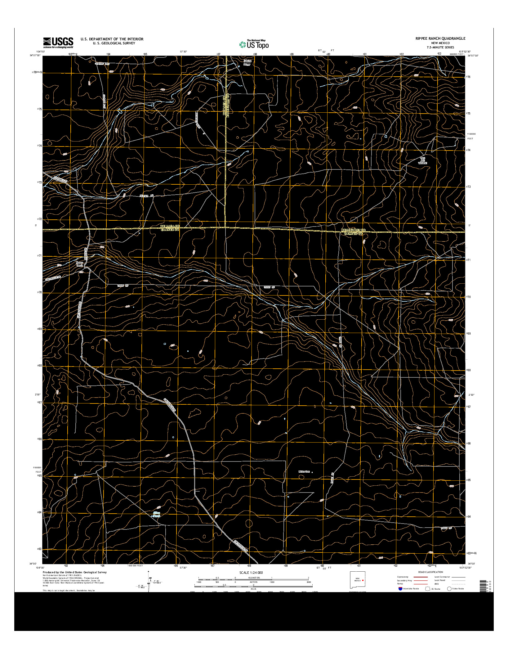 USGS US TOPO 7.5-MINUTE MAP FOR RIPPEE RANCH, NM 2013