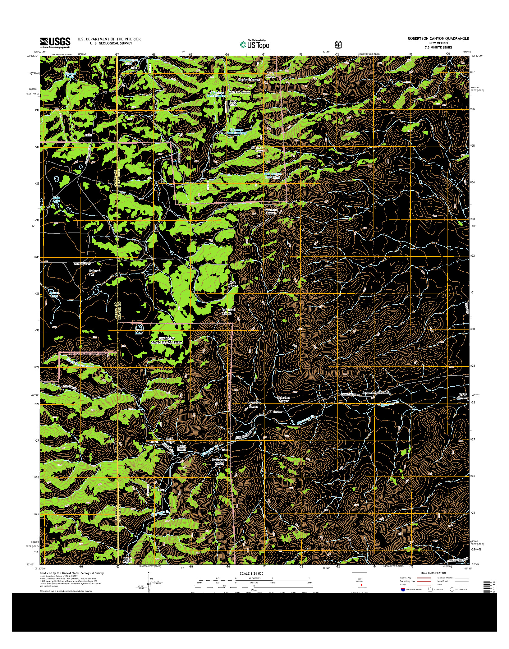 USGS US TOPO 7.5-MINUTE MAP FOR ROBERTSON CANYON, NM 2013