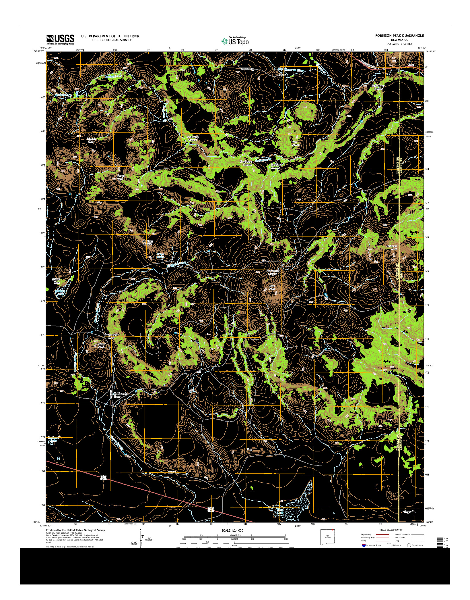 USGS US TOPO 7.5-MINUTE MAP FOR ROBINSON PEAK, NM 2013