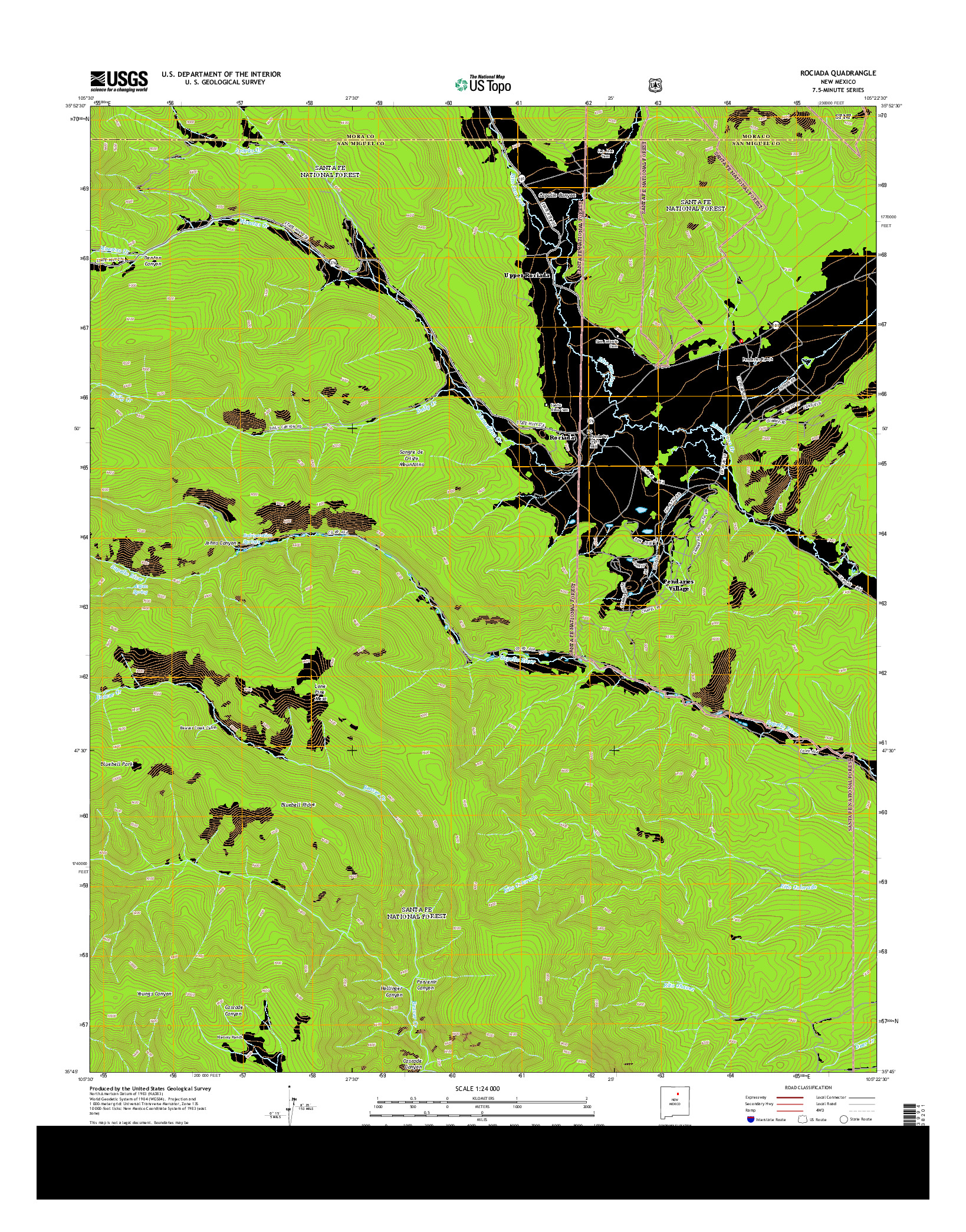 USGS US TOPO 7.5-MINUTE MAP FOR ROCIADA, NM 2013