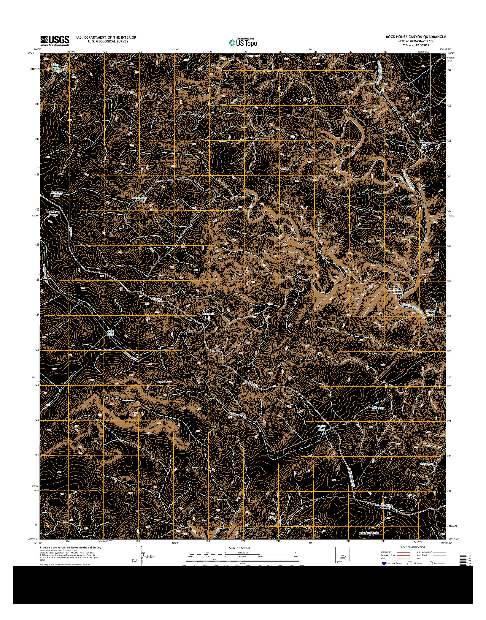 USGS US TOPO 7.5-MINUTE MAP FOR ROCK HOUSE CANYON, NM 2013