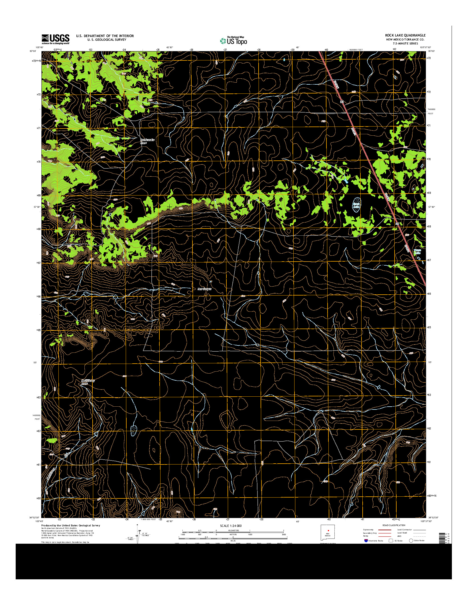 USGS US TOPO 7.5-MINUTE MAP FOR ROCK LAKE, NM 2013