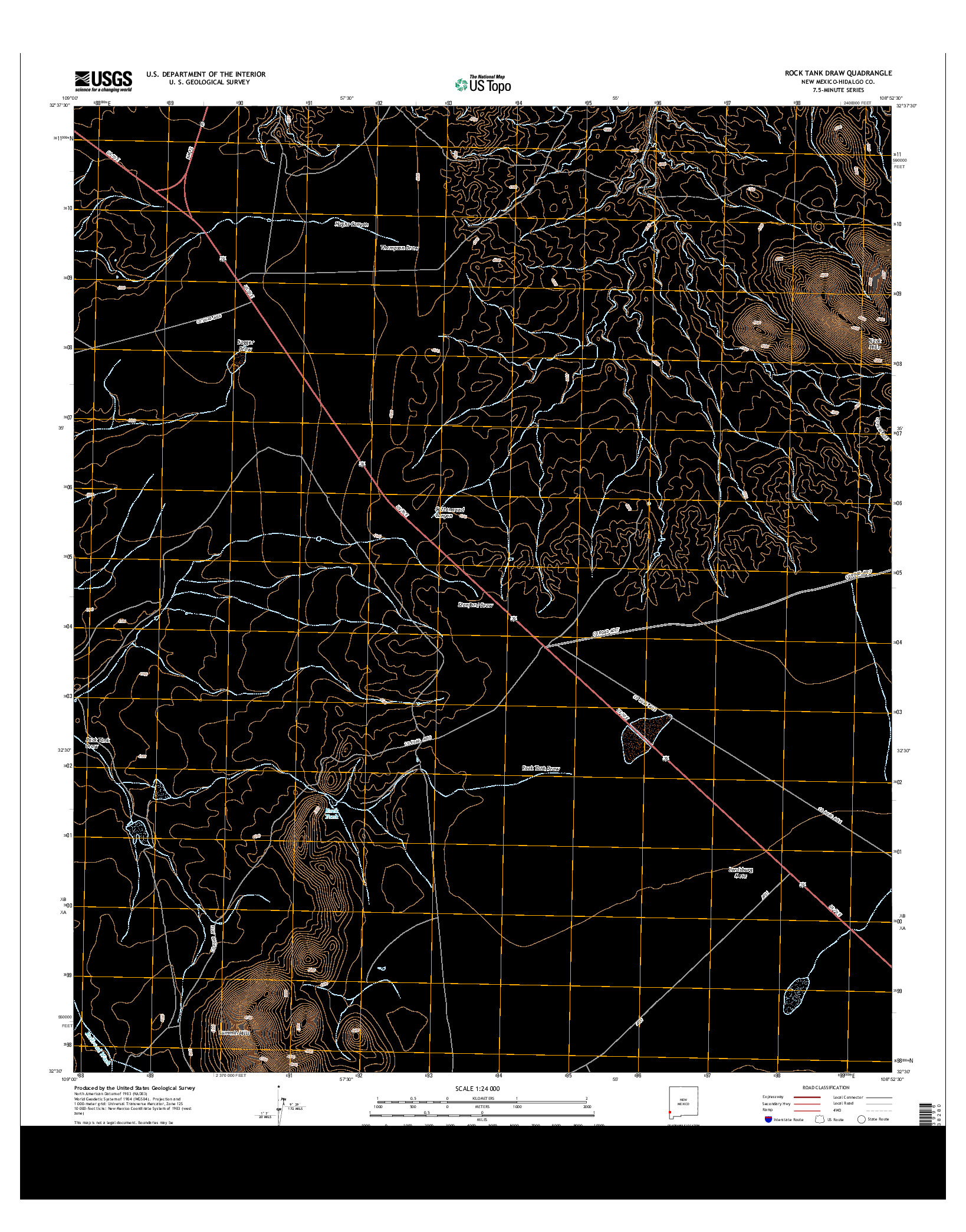 USGS US TOPO 7.5-MINUTE MAP FOR ROCK TANK DRAW, NM 2013