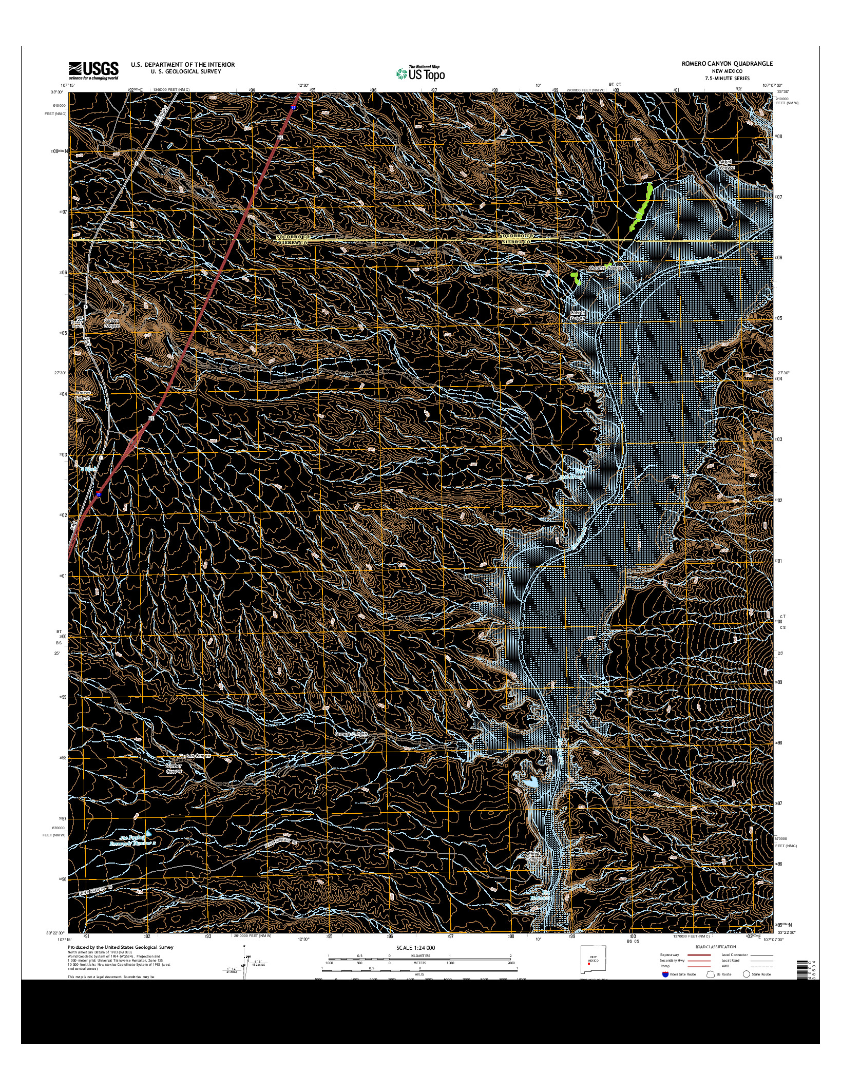 USGS US TOPO 7.5-MINUTE MAP FOR ROMERO CANYON, NM 2013