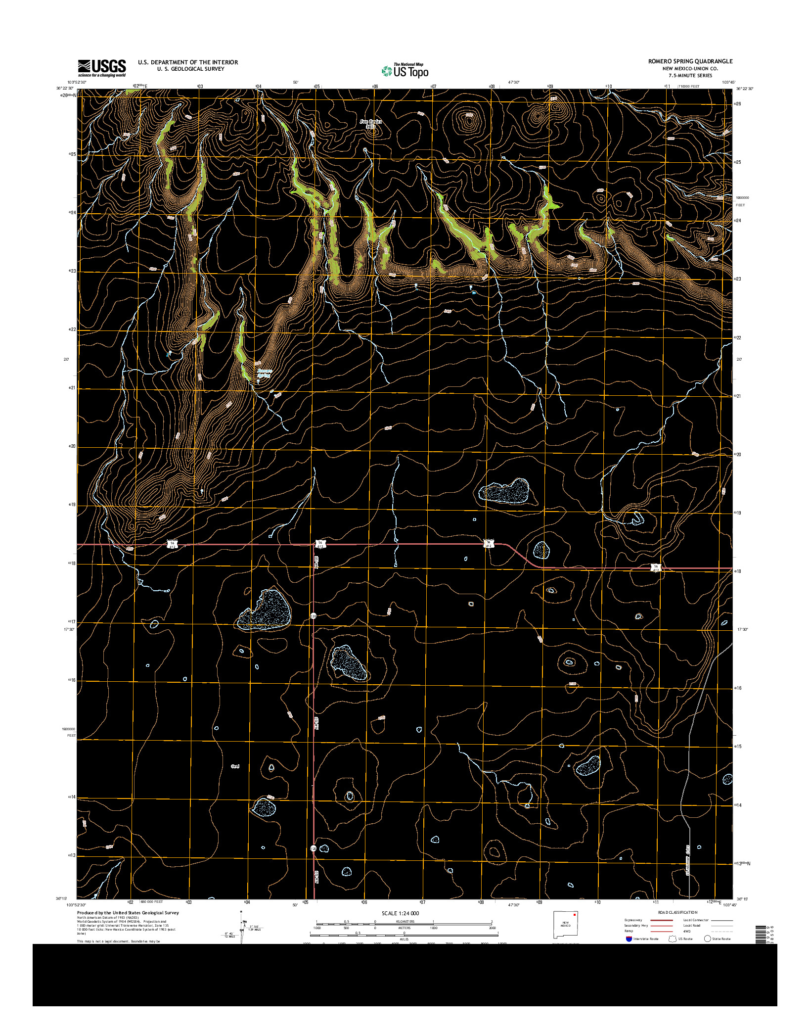 USGS US TOPO 7.5-MINUTE MAP FOR ROMERO SPRING, NM 2013