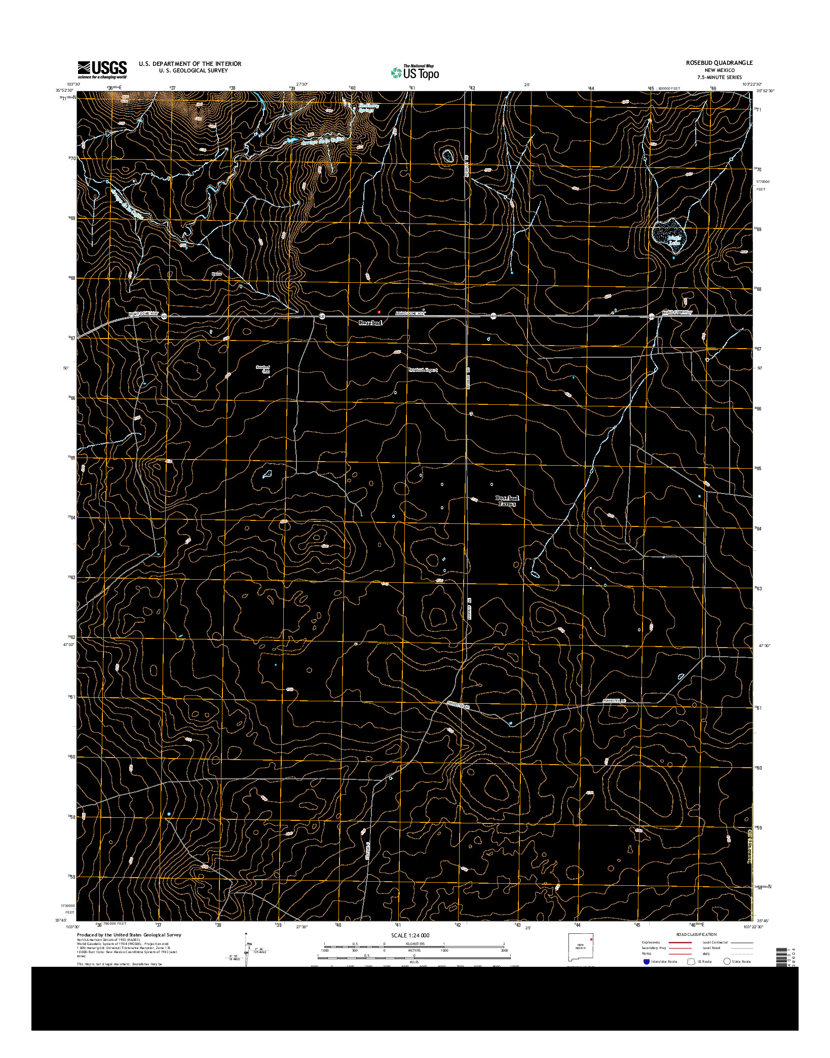 USGS US TOPO 7.5-MINUTE MAP FOR ROSEBUD, NM 2013