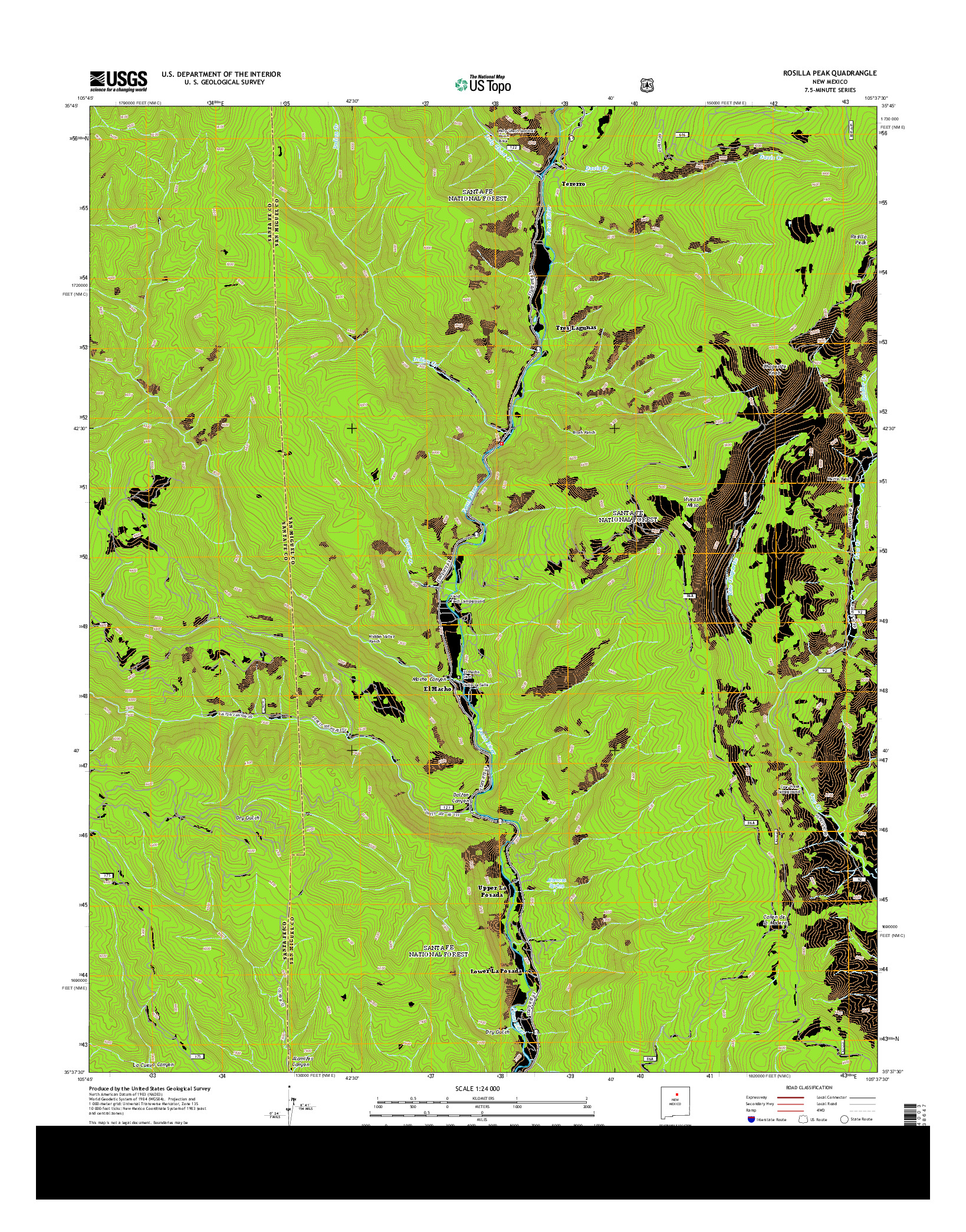 USGS US TOPO 7.5-MINUTE MAP FOR ROSILLA PEAK, NM 2013