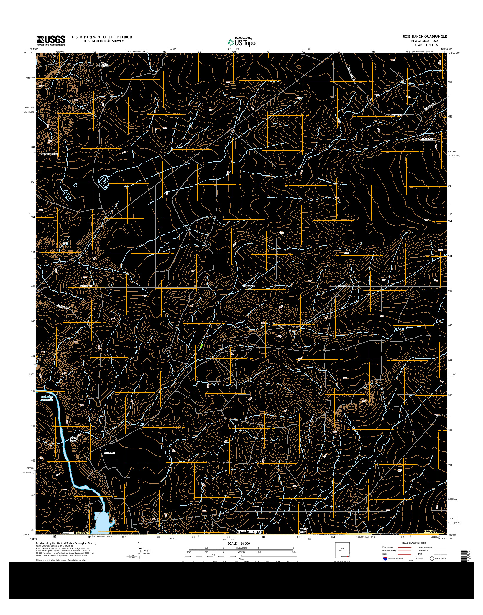 USGS US TOPO 7.5-MINUTE MAP FOR ROSS RANCH, NM-TX 2013