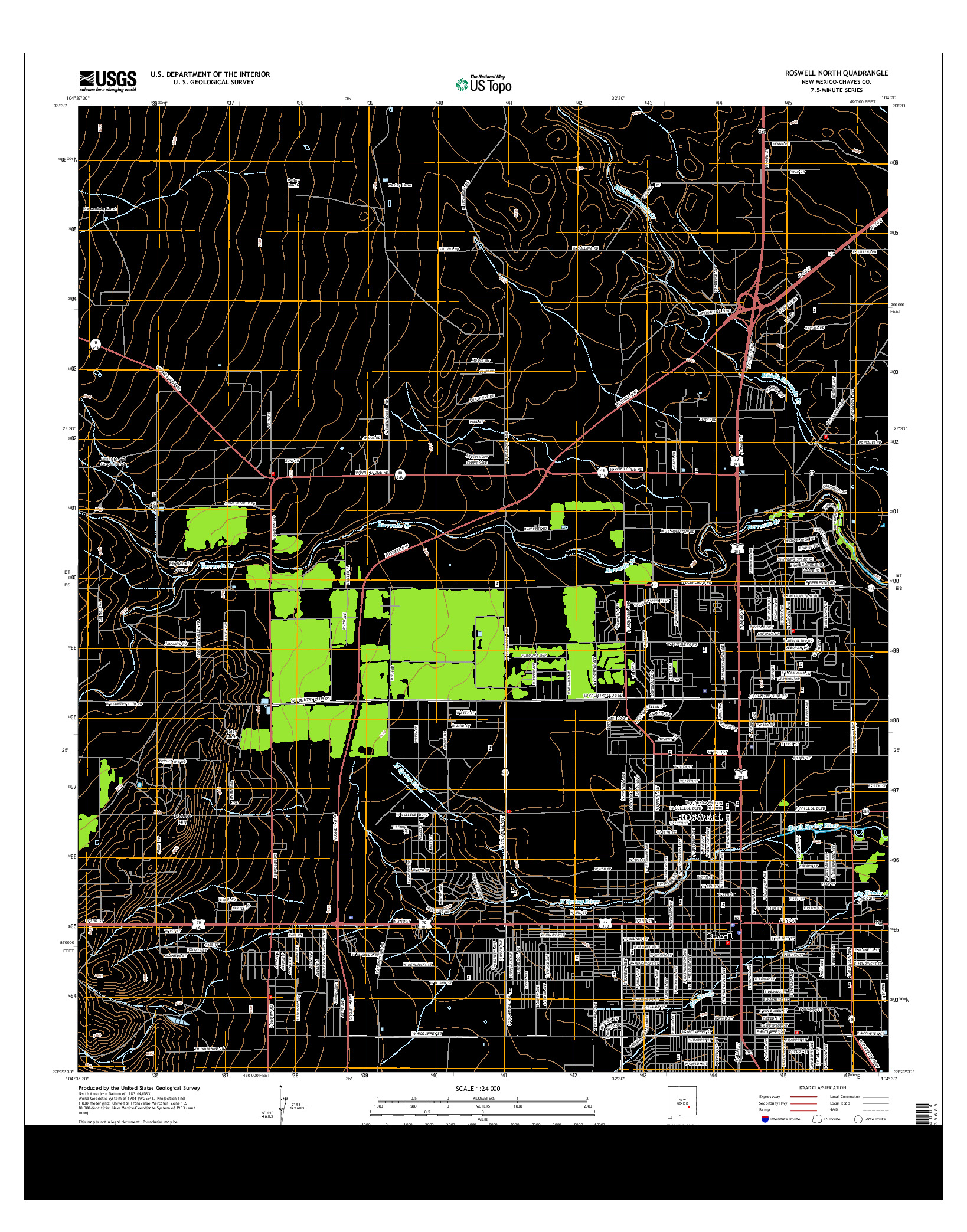 USGS US TOPO 7.5-MINUTE MAP FOR ROSWELL NORTH, NM 2013