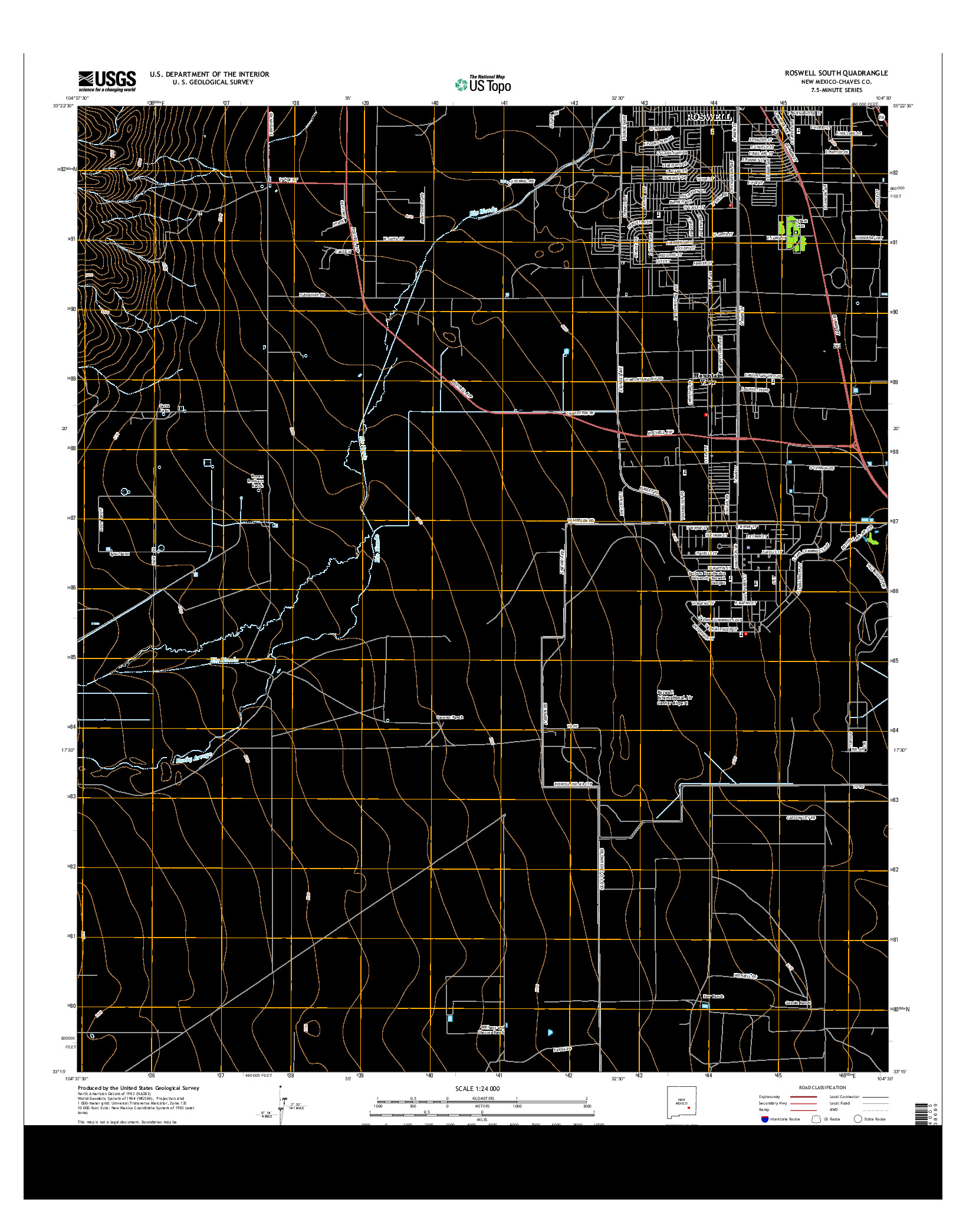 USGS US TOPO 7.5-MINUTE MAP FOR ROSWELL SOUTH, NM 2013
