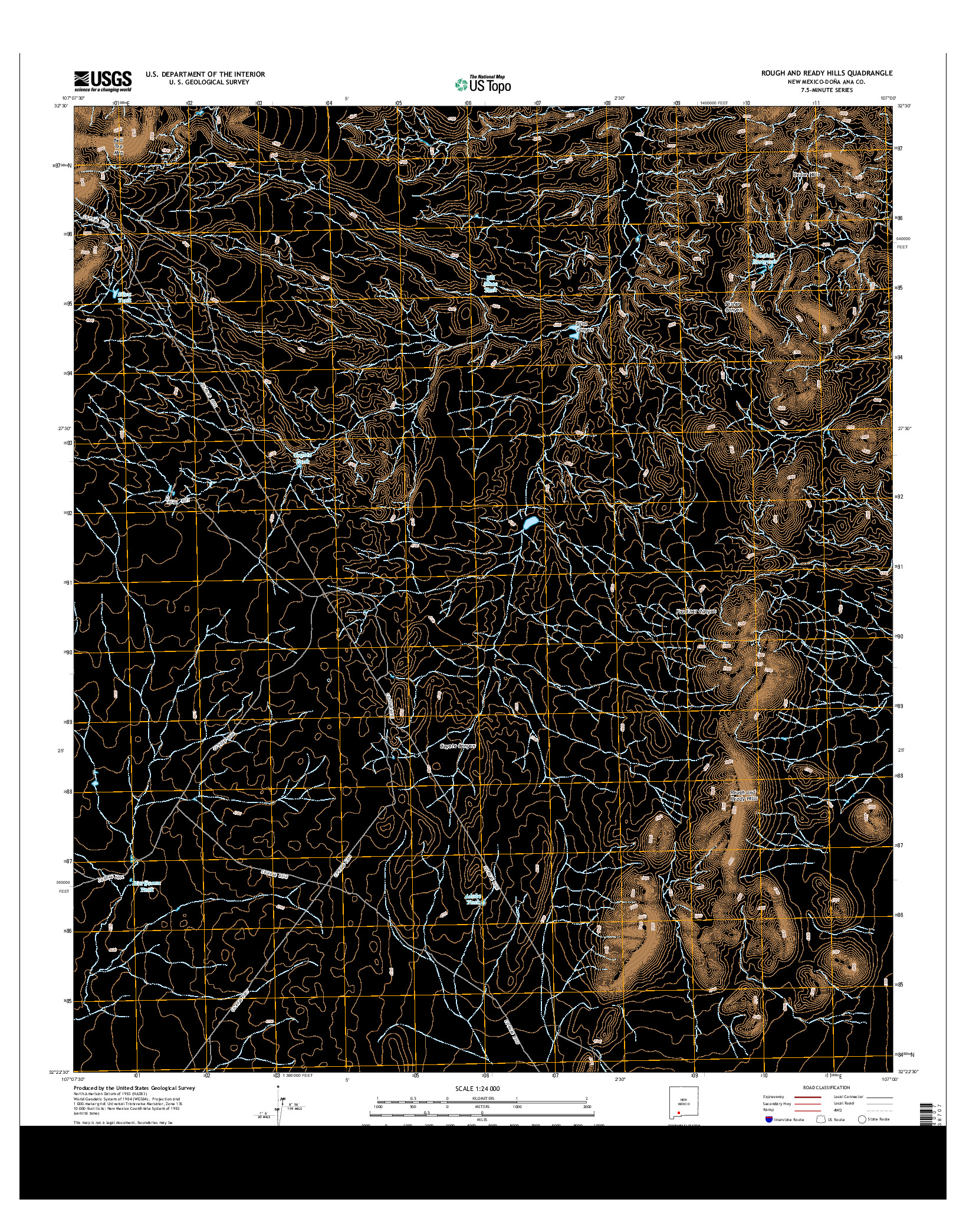 USGS US TOPO 7.5-MINUTE MAP FOR ROUGH AND READY HILLS, NM 2013