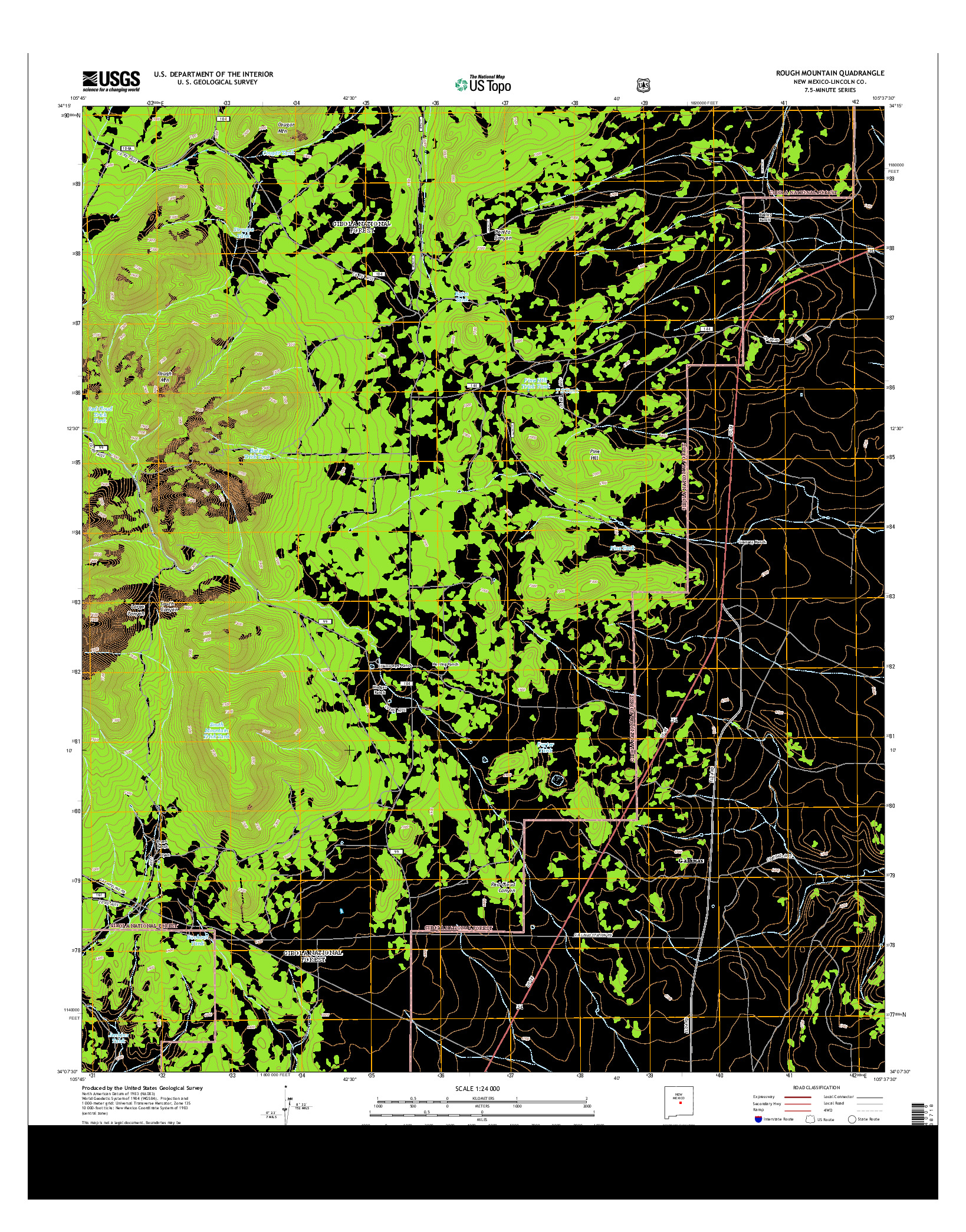 USGS US TOPO 7.5-MINUTE MAP FOR ROUGH MOUNTAIN, NM 2013