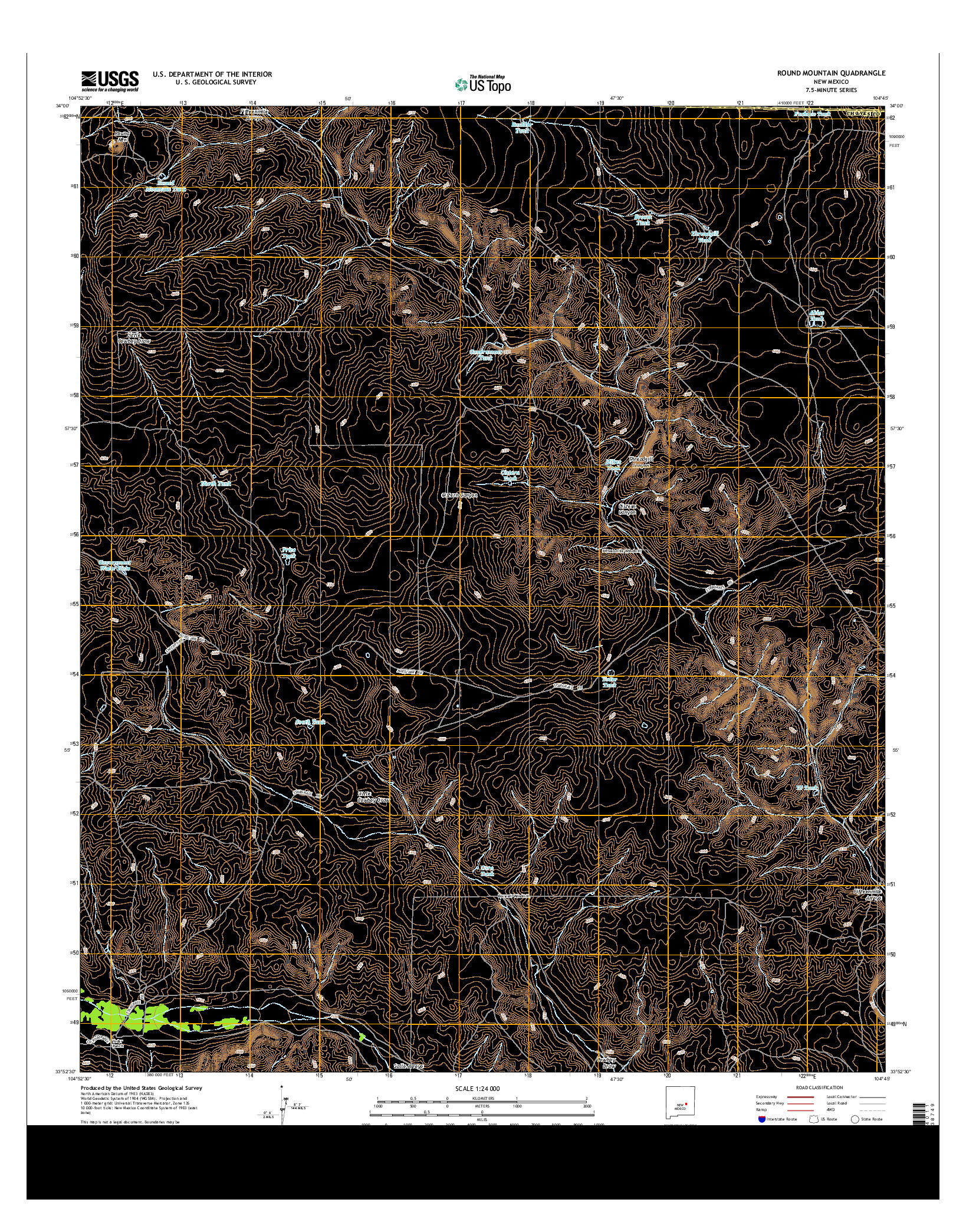 USGS US TOPO 7.5-MINUTE MAP FOR ROUND MOUNTAIN, NM 2013