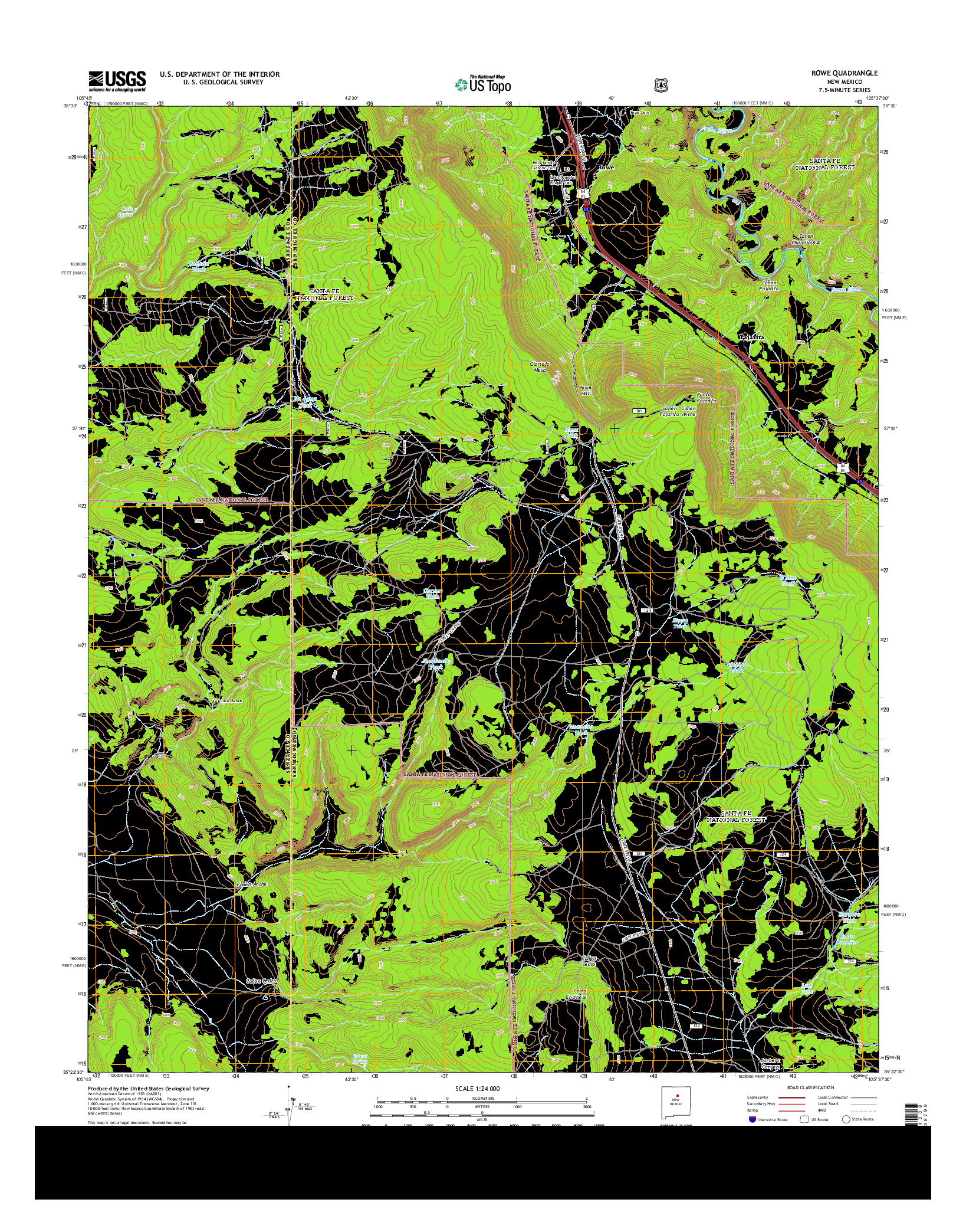 USGS US TOPO 7.5-MINUTE MAP FOR ROWE, NM 2013