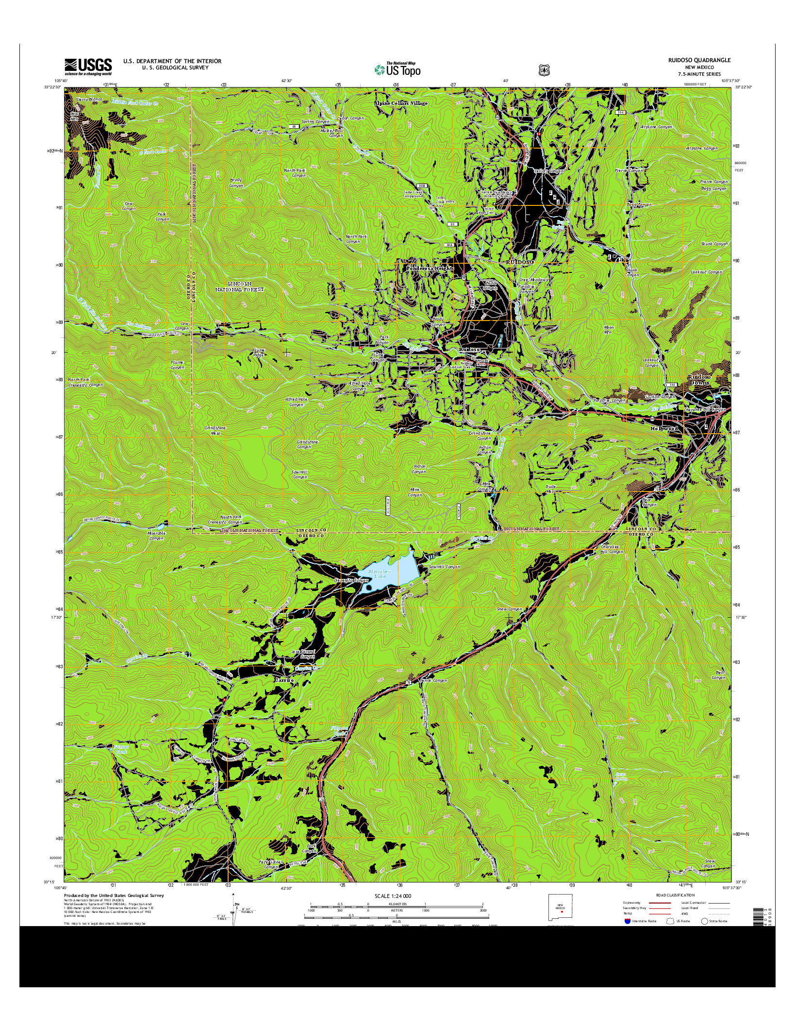 USGS US TOPO 7.5-MINUTE MAP FOR RUIDOSO, NM 2013