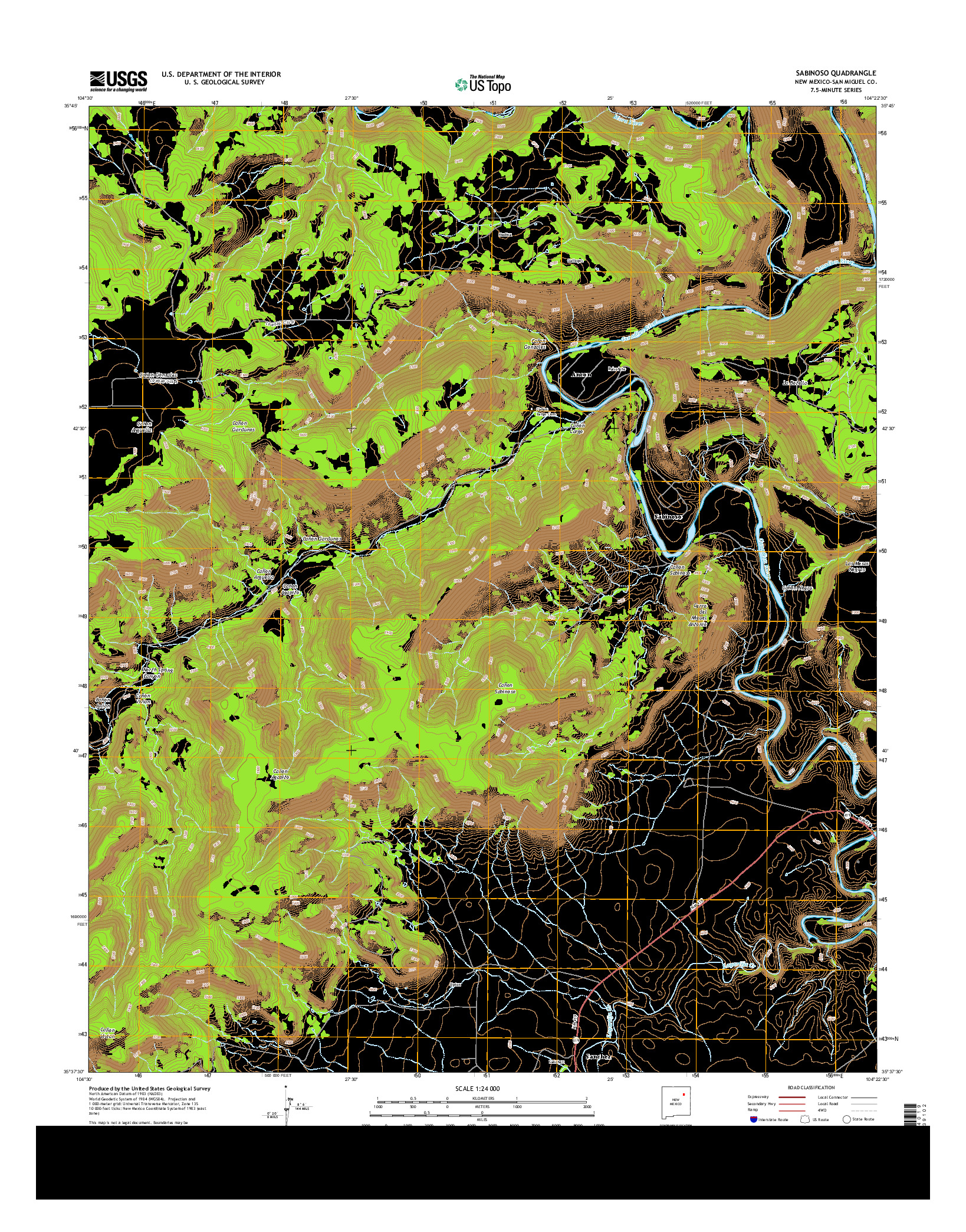 USGS US TOPO 7.5-MINUTE MAP FOR SABINOSO, NM 2013