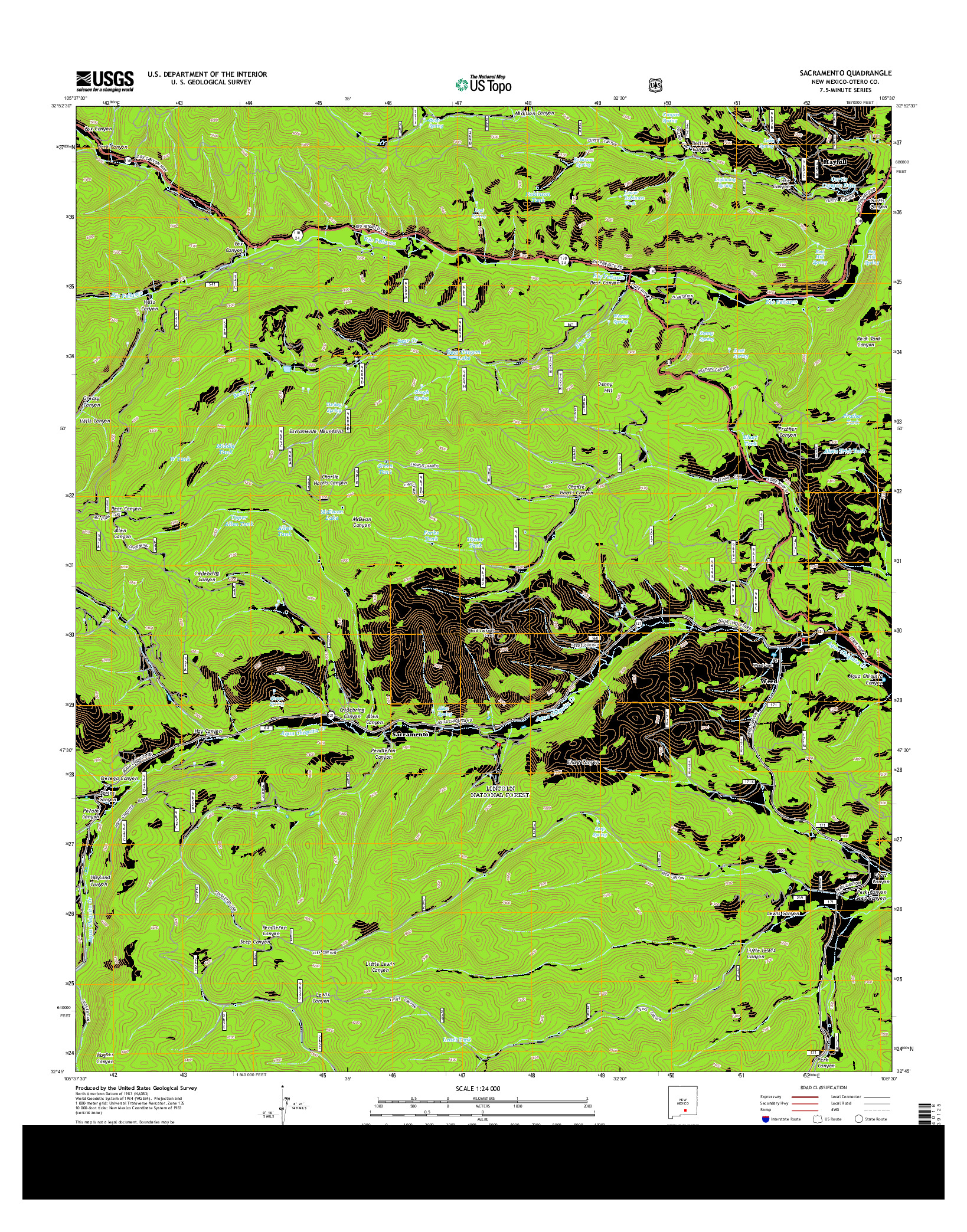 USGS US TOPO 7.5-MINUTE MAP FOR SACRAMENTO, NM 2013
